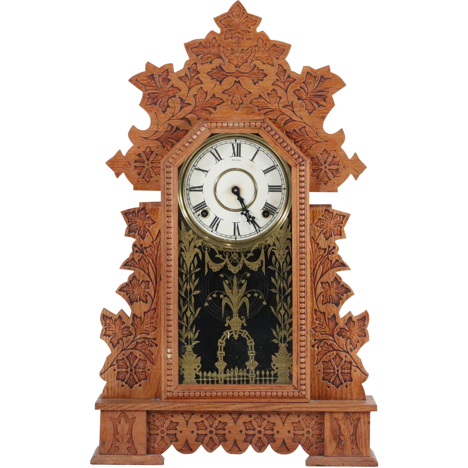 Wm L Gilbert, Winsted CT Fancy Oak Gingerbread Clock (1 of 11)