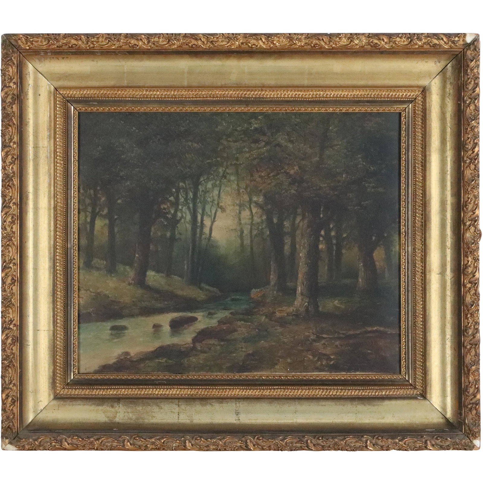 E W Mac Donald, 19th C. Oil Painting Forest with Stream (1 of 13)