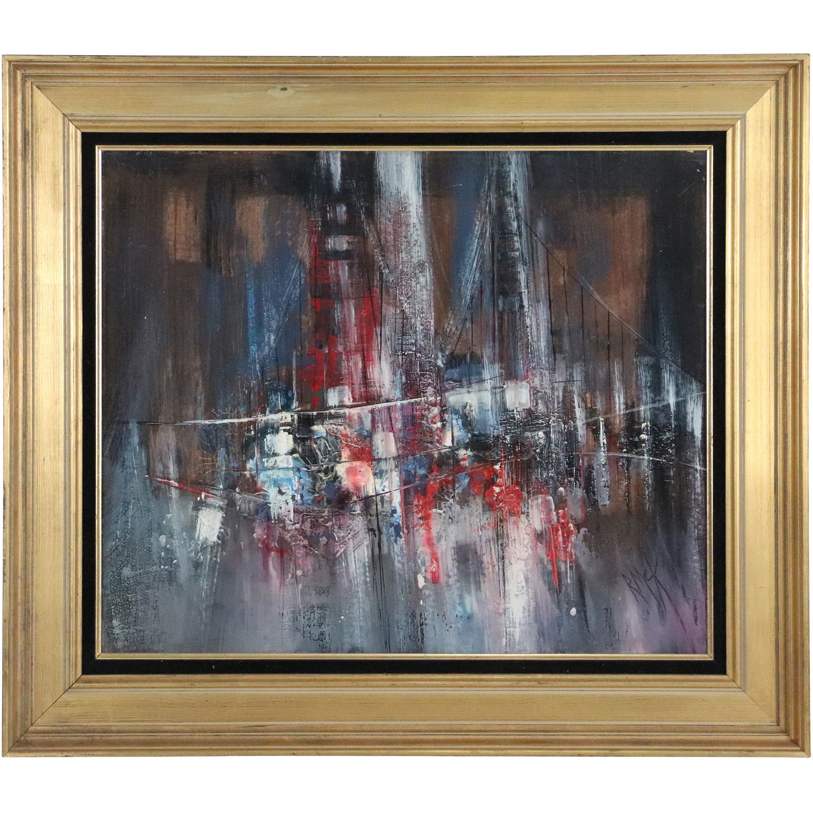 Ruth McKee, Oil Painting Abstract Cityscape with Bridge (1 of 10)