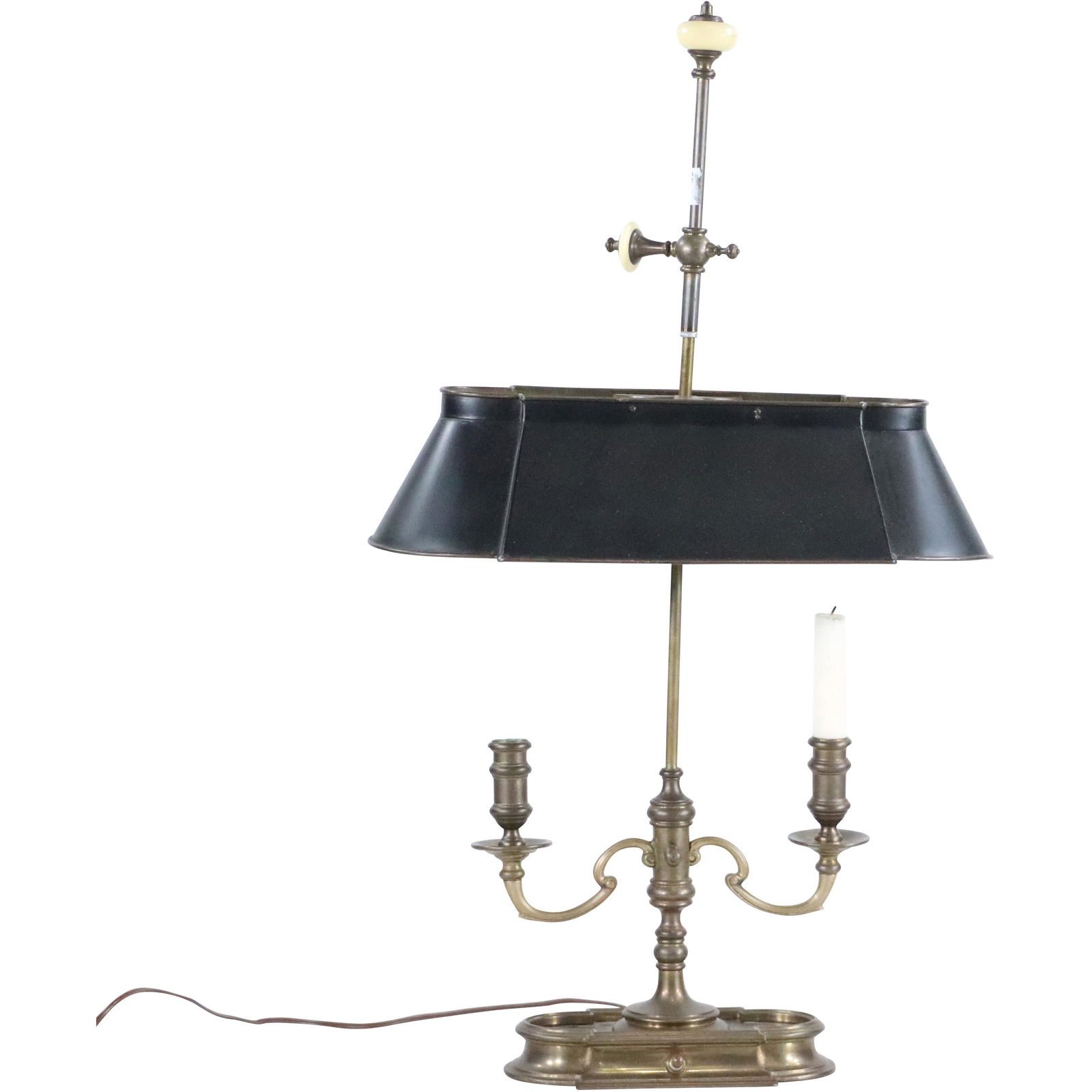 French Brass Bouillotte Table Lamp Toleware Shade (1 of 9)