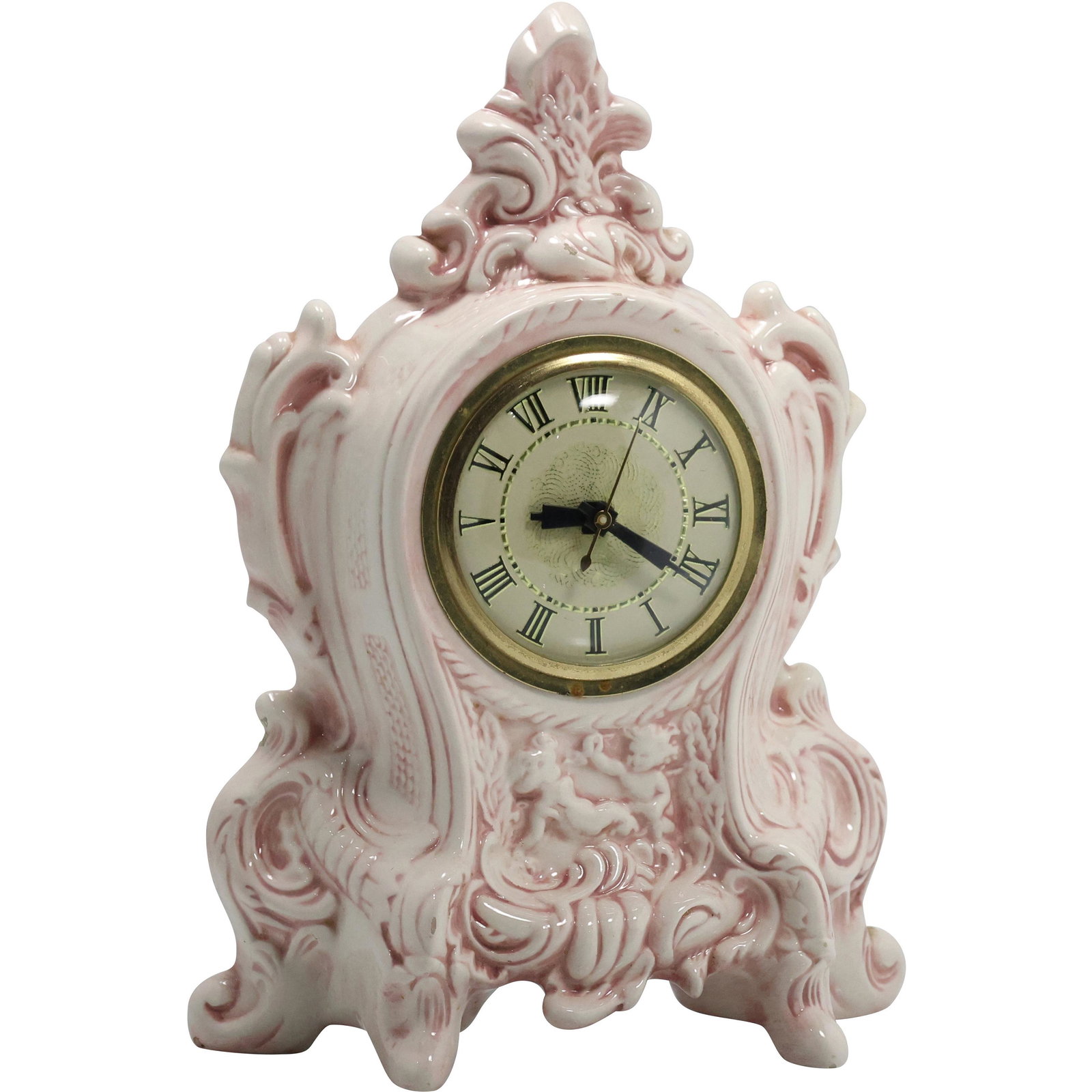 Vintage Ceramic Pink Mantle Clock - Electric (1 of 5)