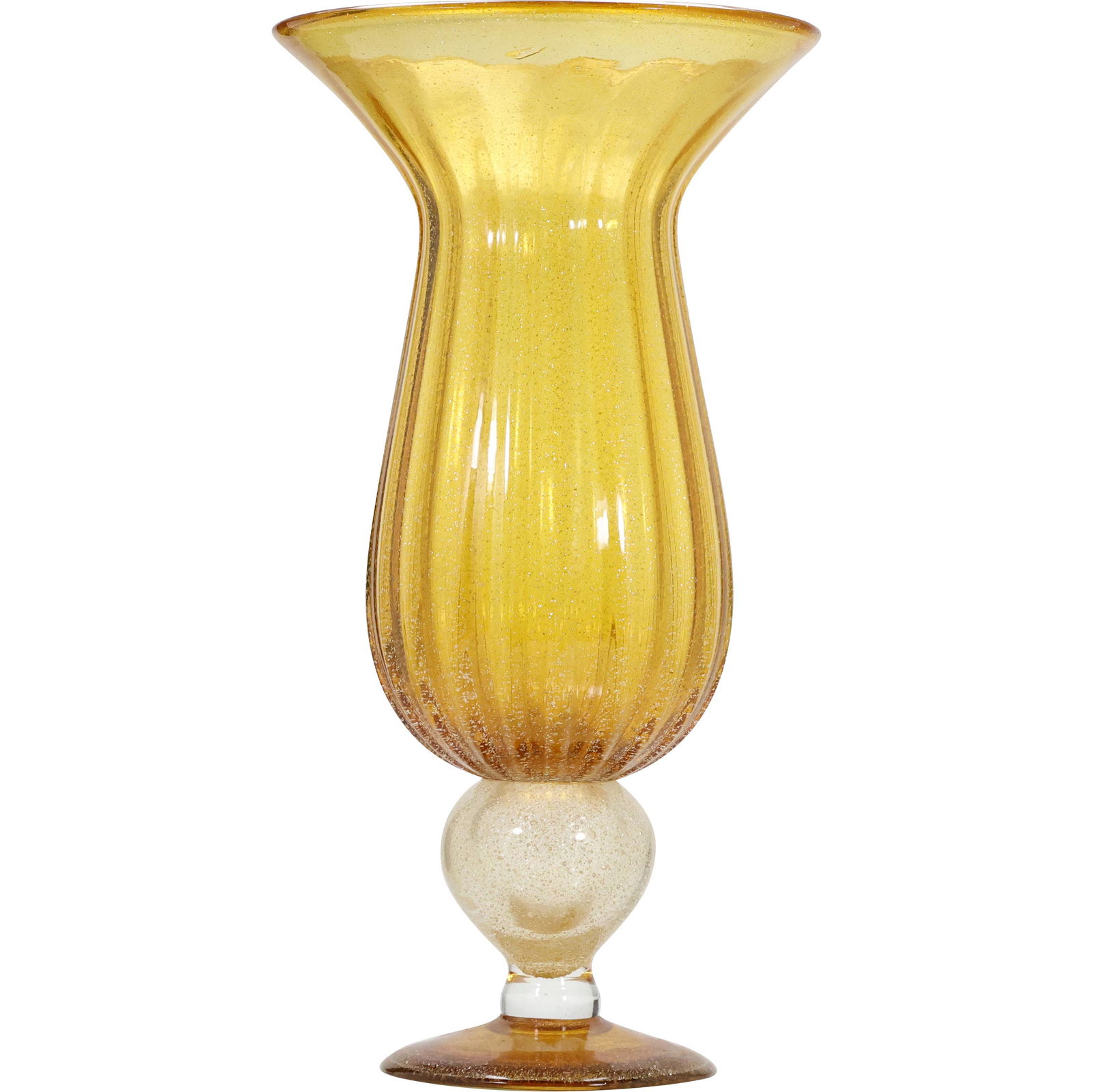 Large Amber Italian Venetian Glass Urn Vase 18.5 inches (1 of 11)
