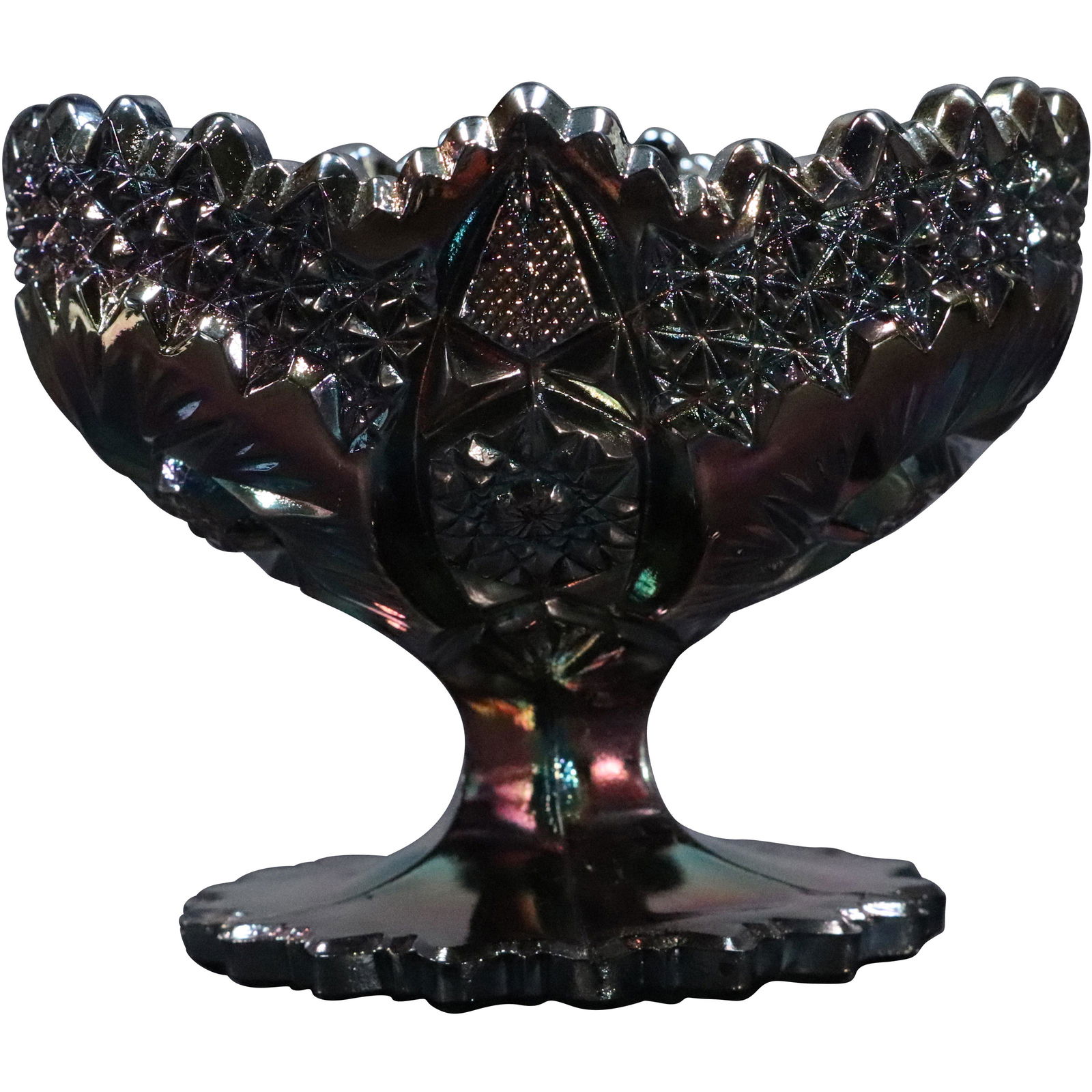 Fenton Purple Iridescent Glass Pedestal Compote (1 of 7)