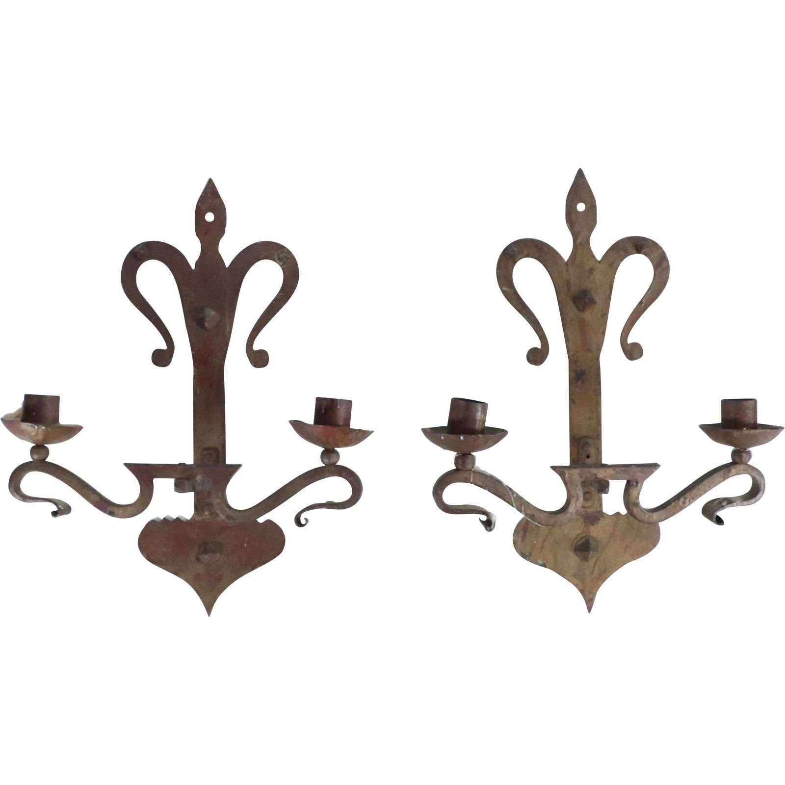 2 Wrought Iron Arts and Crafts Wall Scones Candle Light (1 of 10)