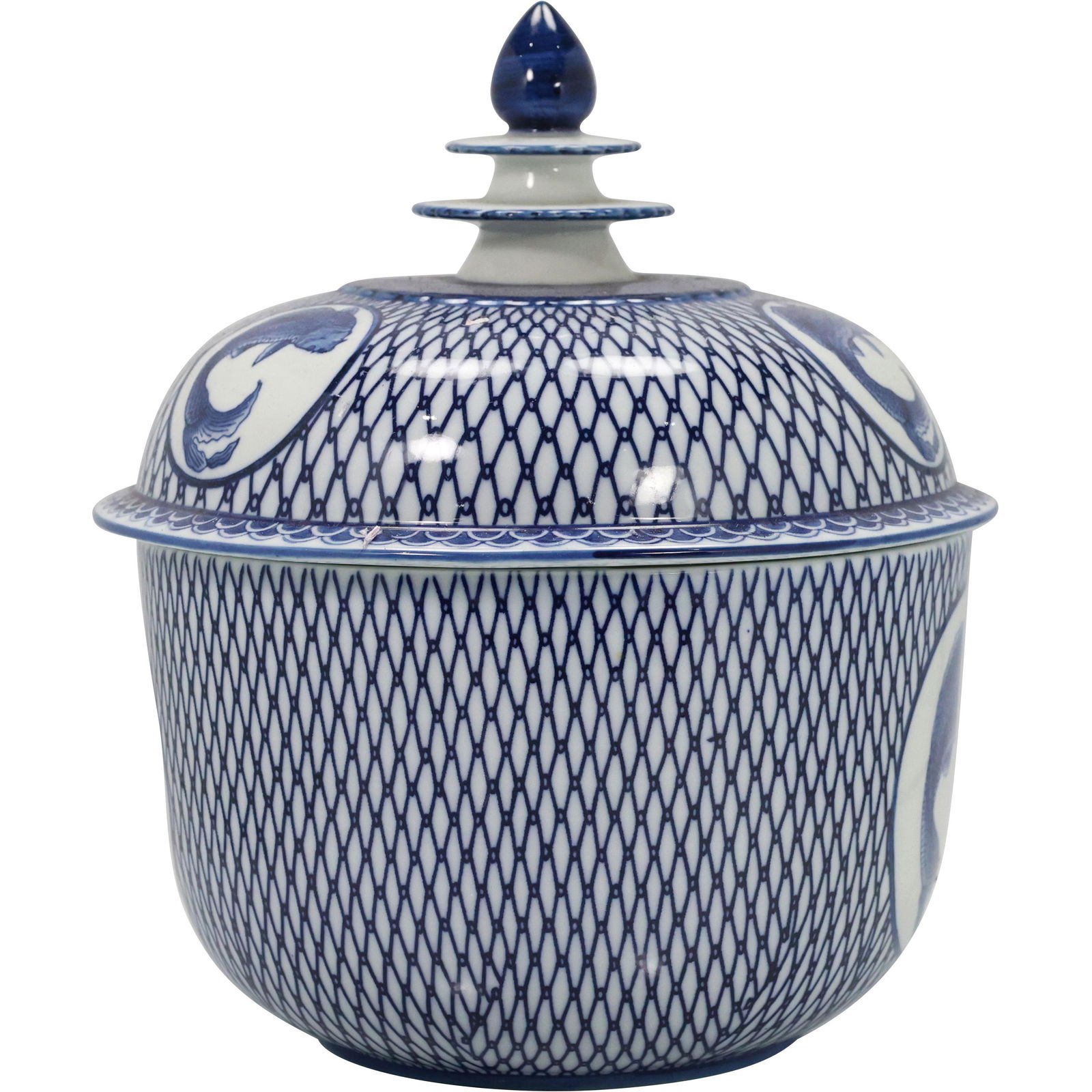 Williams-Sonoma Blue And White Oriental Jar Koi Fish (1 of 14)