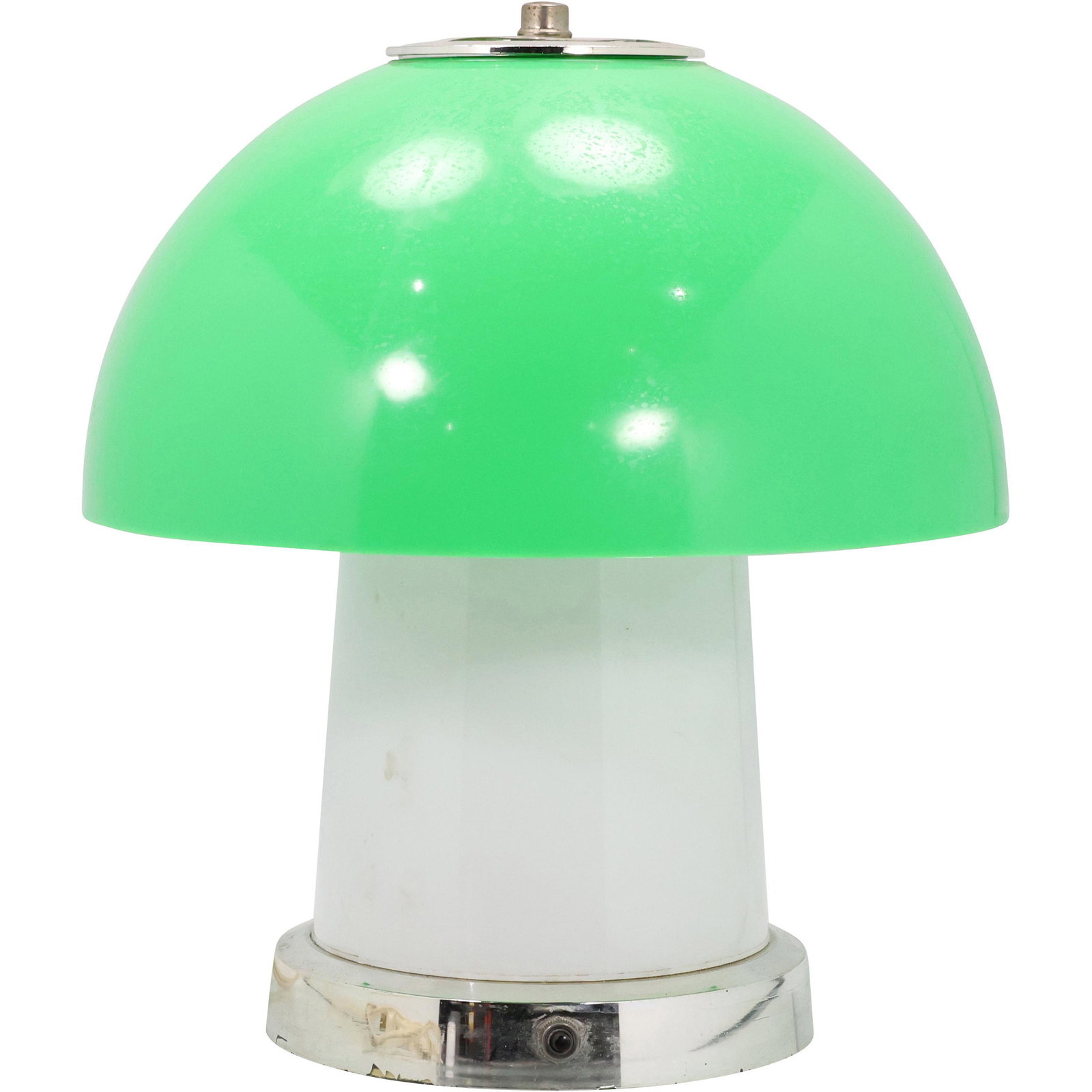 Mid-Century Modern Green & White Lucite Mushroom Lamp: Mid-Century Modern Green & White Lucite Mushroom Lamp. 14 h 12 w