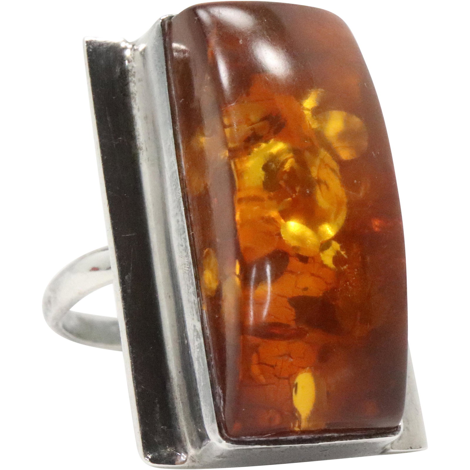 Sterling Silver and Amber Fashion Ring Size 9 (1 of 6)