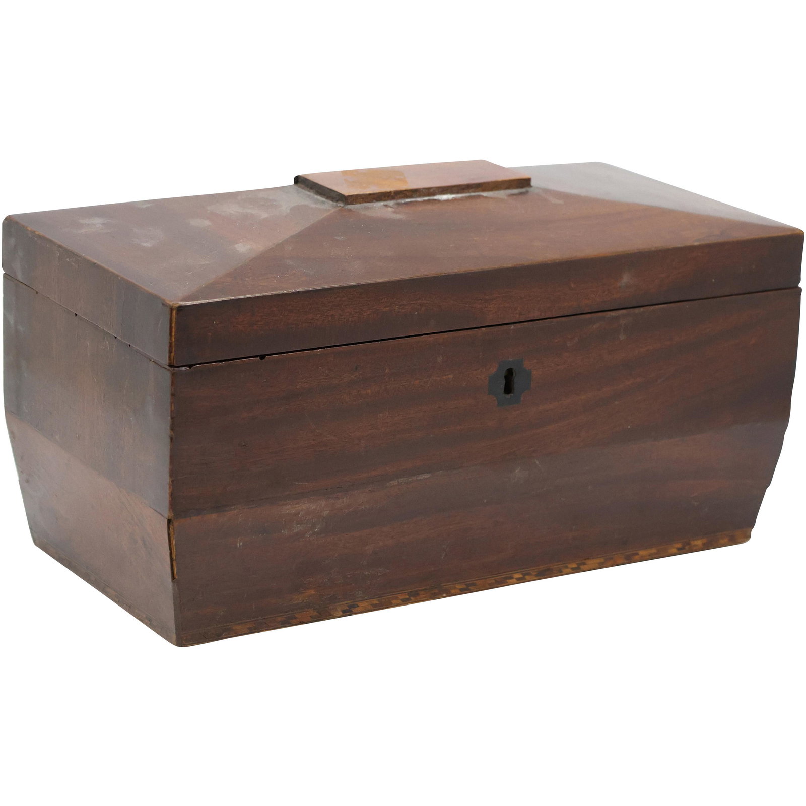 19th C. Mahogany Continental English Wooden Tea Caddy (1 of 14)