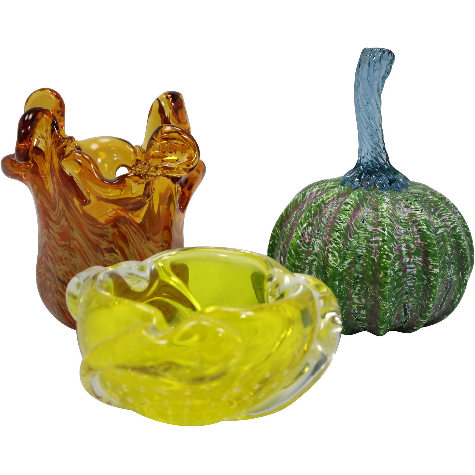 [3] Assorted Murano Glass Bowls Orange Green and Yellow (1 of 9)