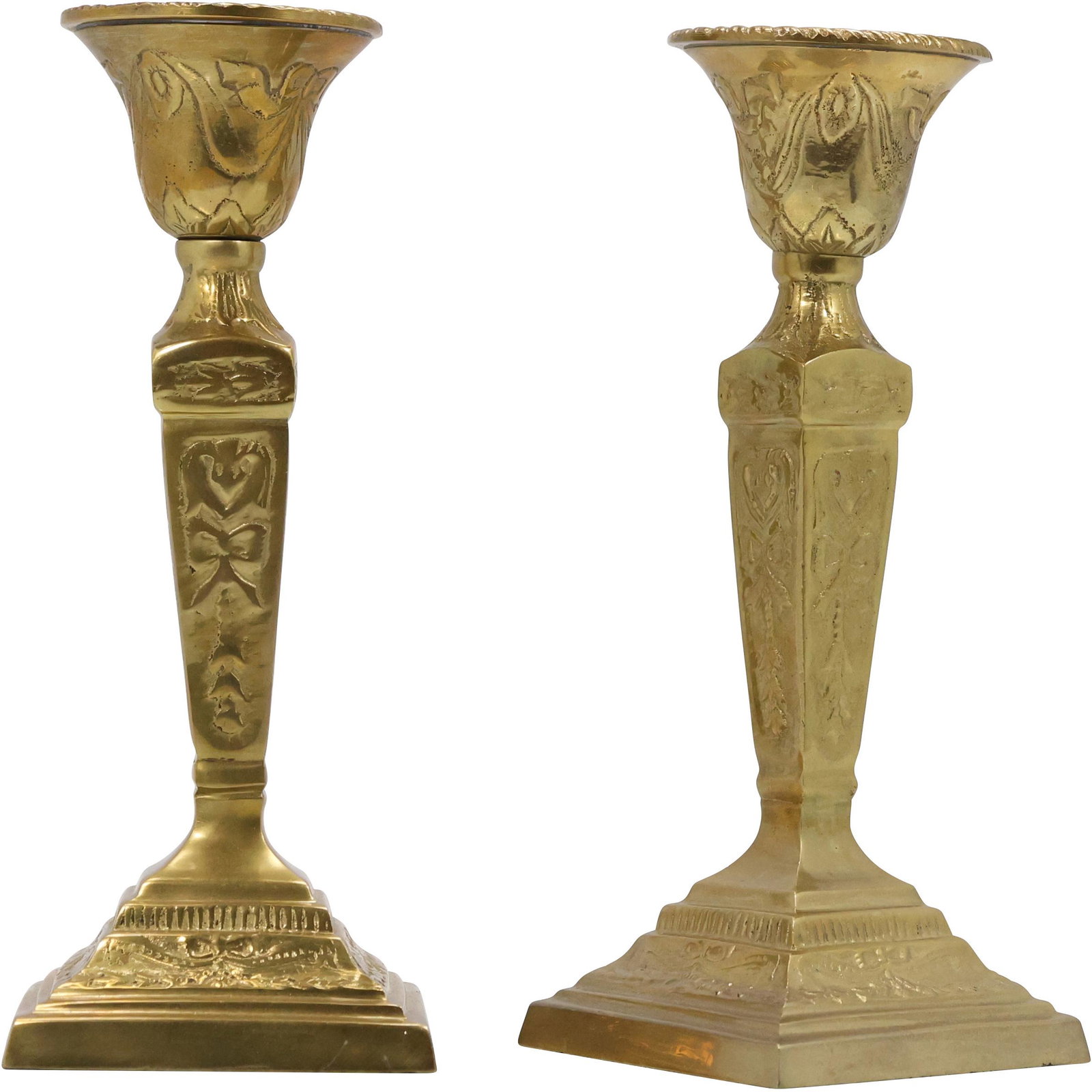 Pair Fancy Brass Continental Candlesticks (1 of 9)