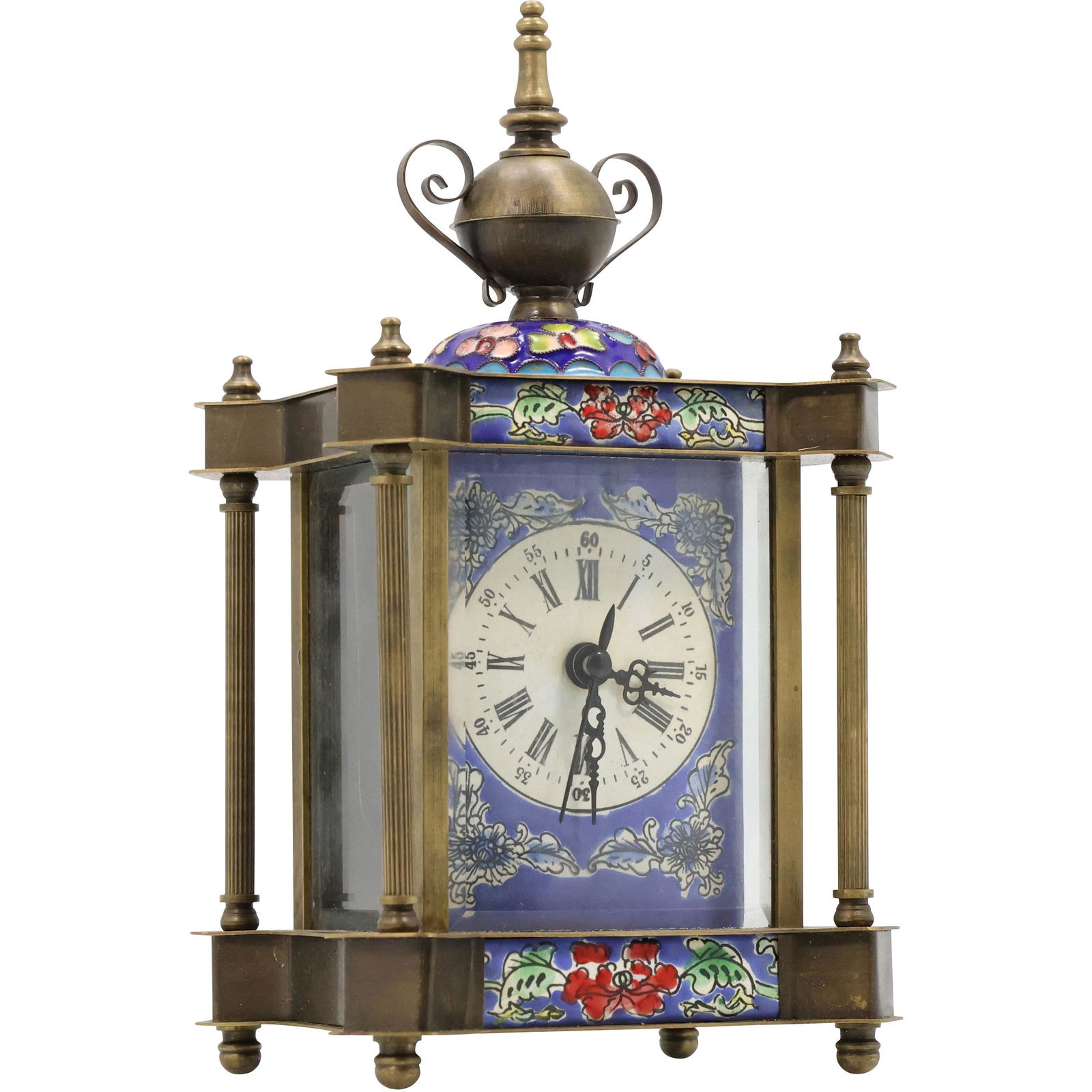 German Brass and Cloisonne Carriage Clock (1 of 9)