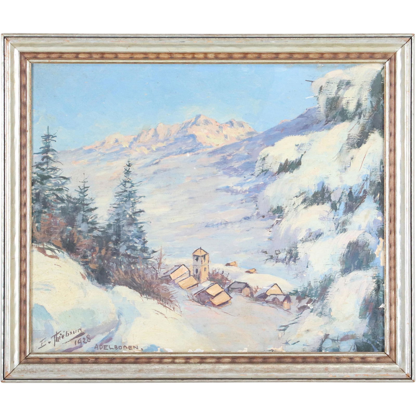 E Thiebaum 1928, Oil Painting Adelboden Switzerland (1 of 7)
