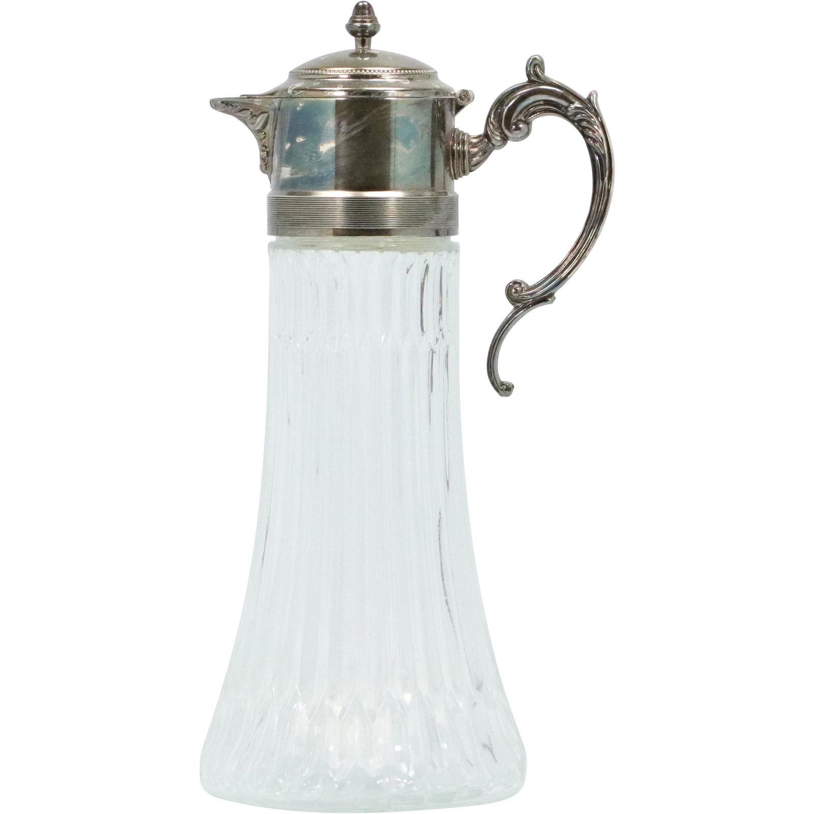 Elegant Glass Tankard Pitcher with Silver Plate Top (1 of 8)