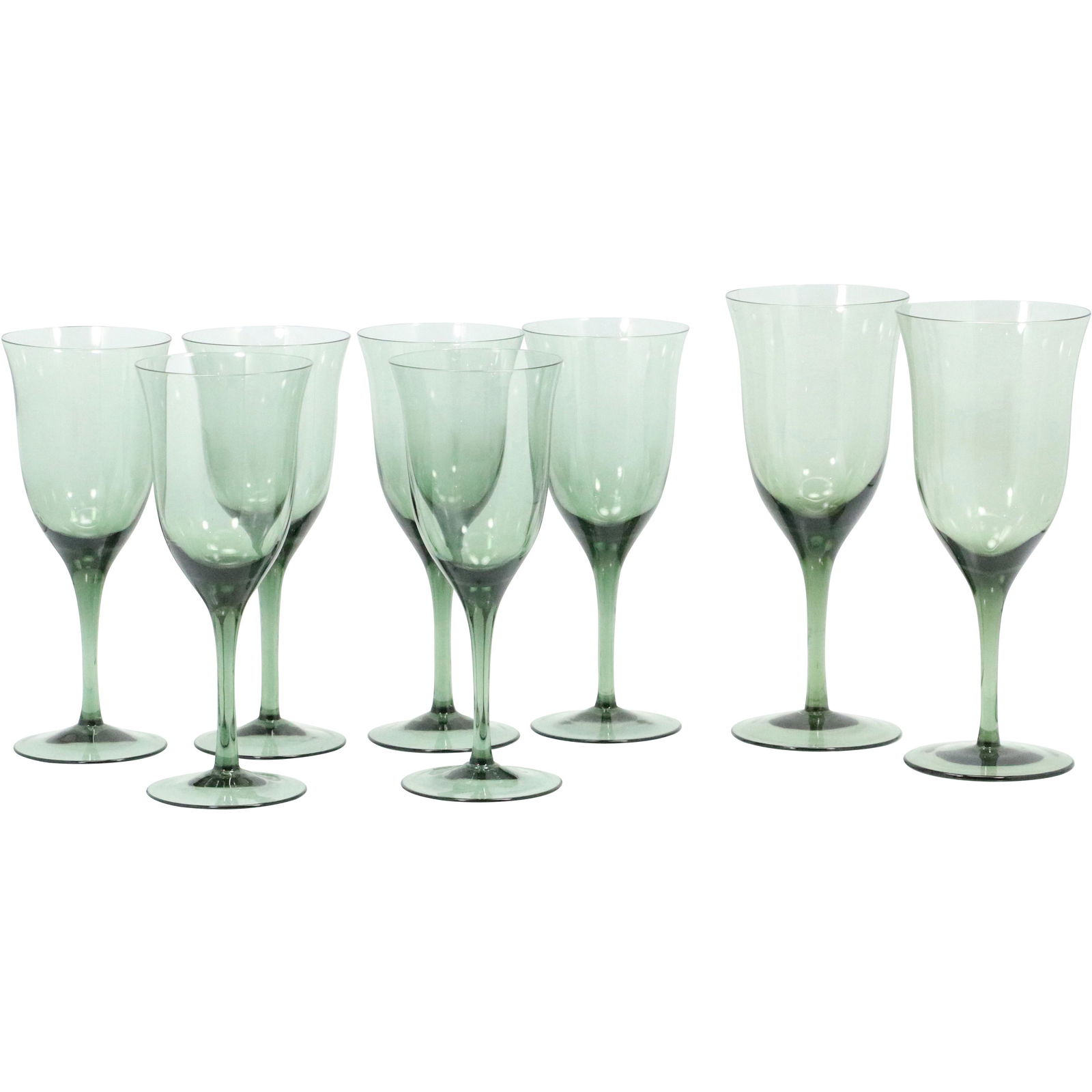 8 Teal Green Glass Stemware in 2 Sizes [6 and 2] (1 of 6)
