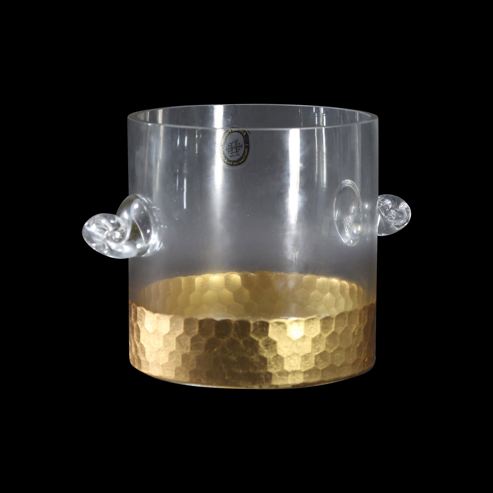Fitz and Floyd Honeycomb Base Glass Ice Bucket: Fitz and Floyd Honeycomb Base Glass Ice Bucket. 6 x 6