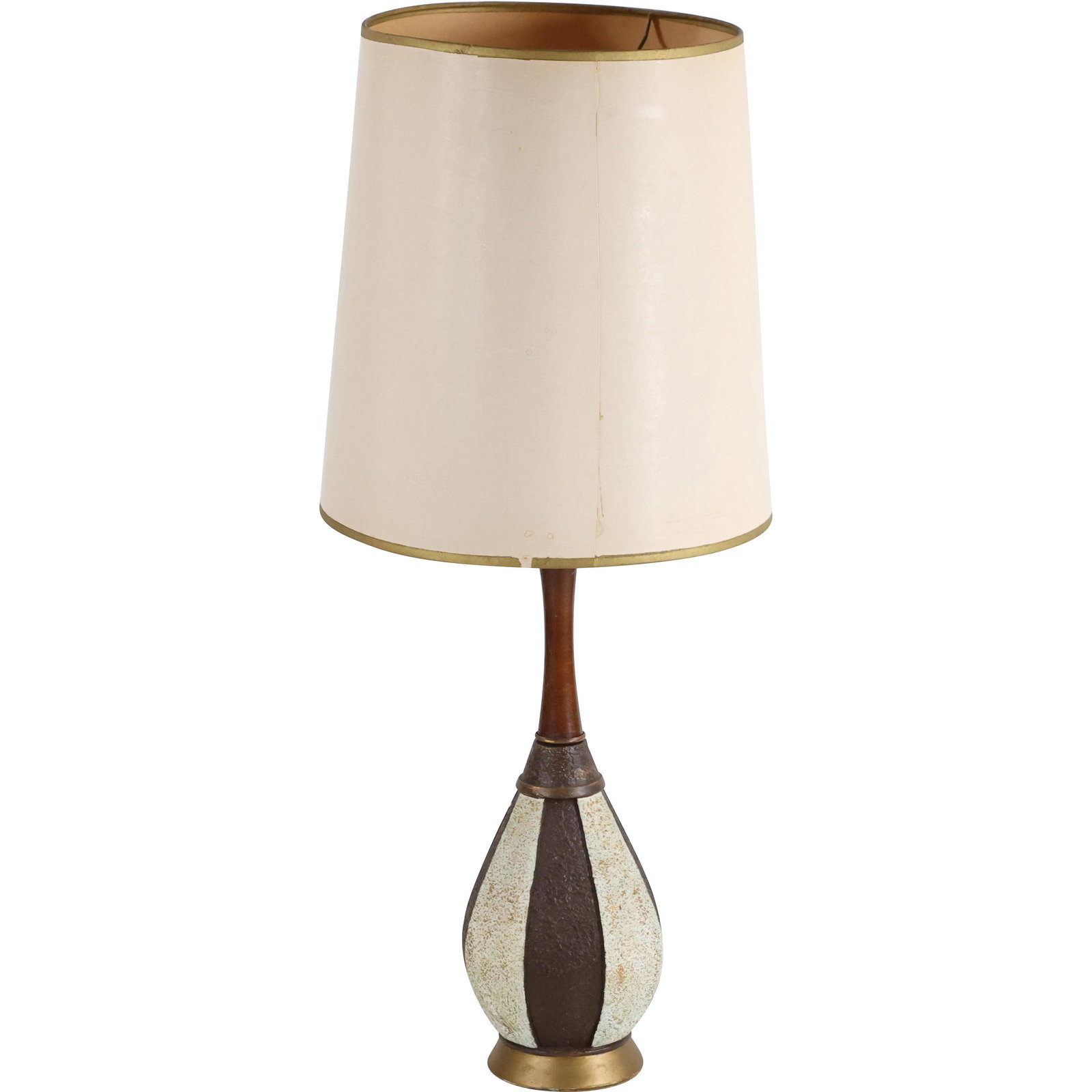 Mid-Century Modern Brown & White Ceramic Table Lamp (1 of 4)