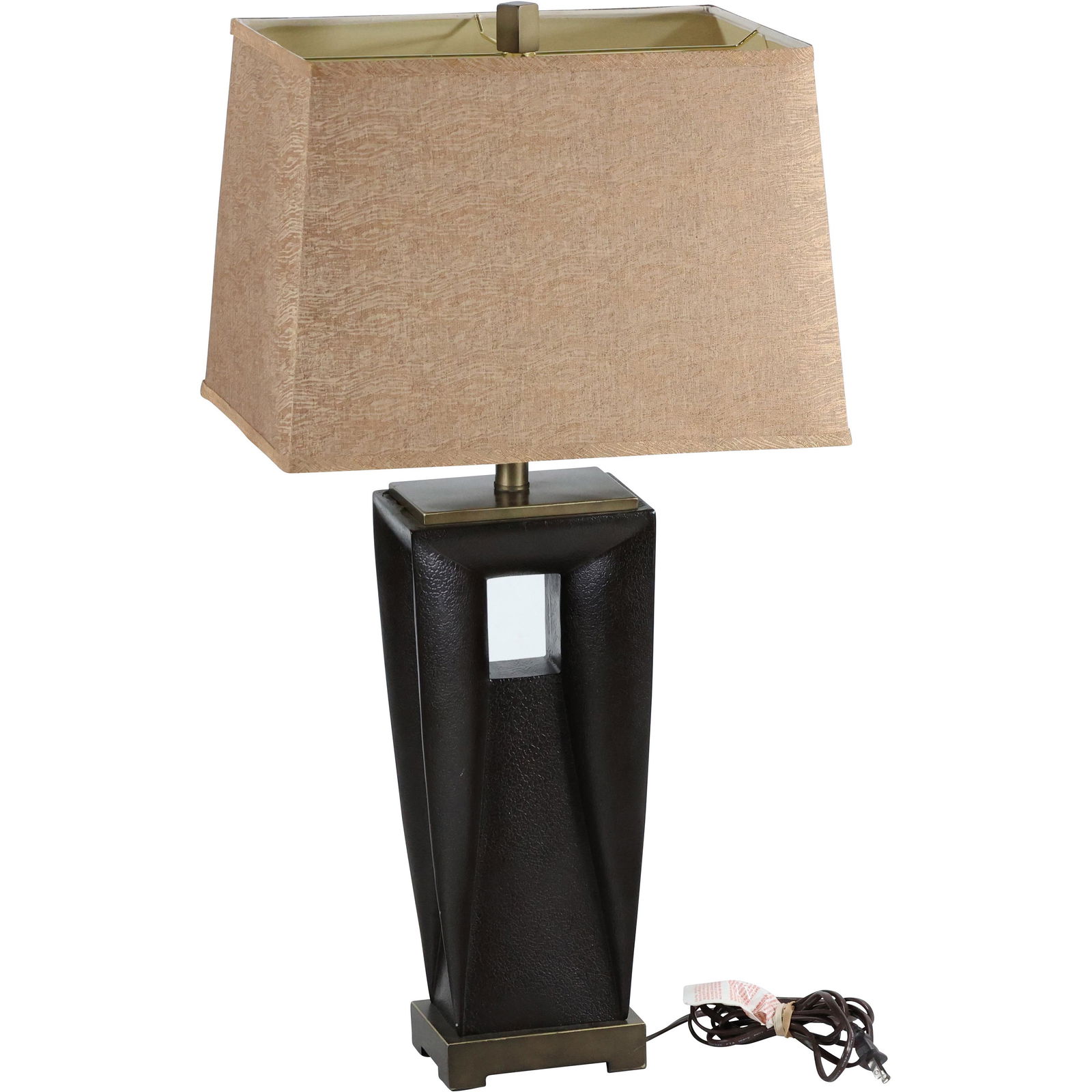 Designer Table Lamp Leather Texture Finish w/ Cut Out (1 of 7)