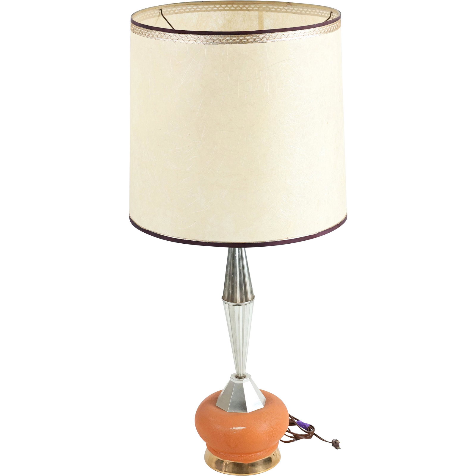 Mid-Century Modern Orange Ceramic Base / Chrome Lamp (1 of 6)