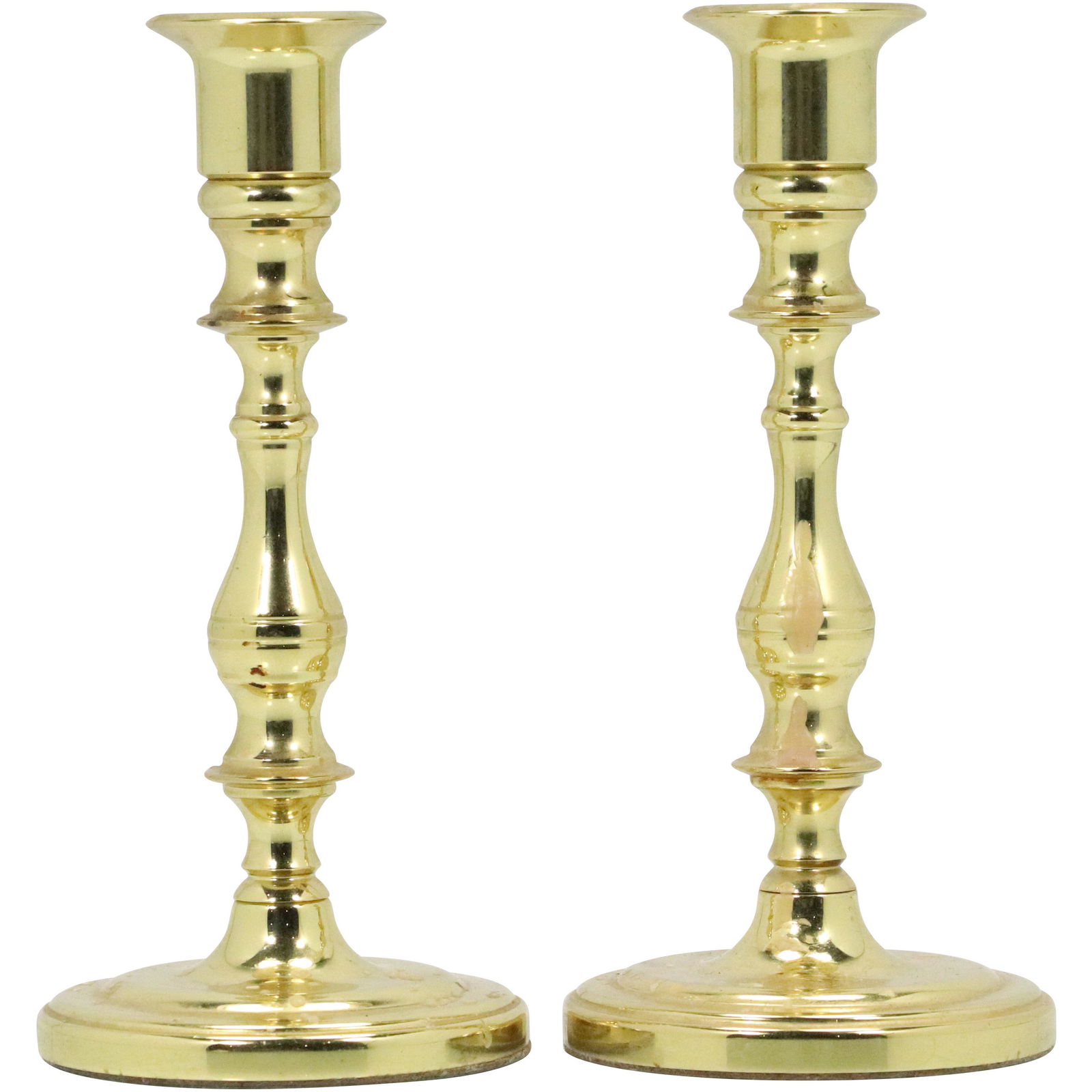Pair Baldwin Brass Candlesticks Lacquered Finish (1 of 8)