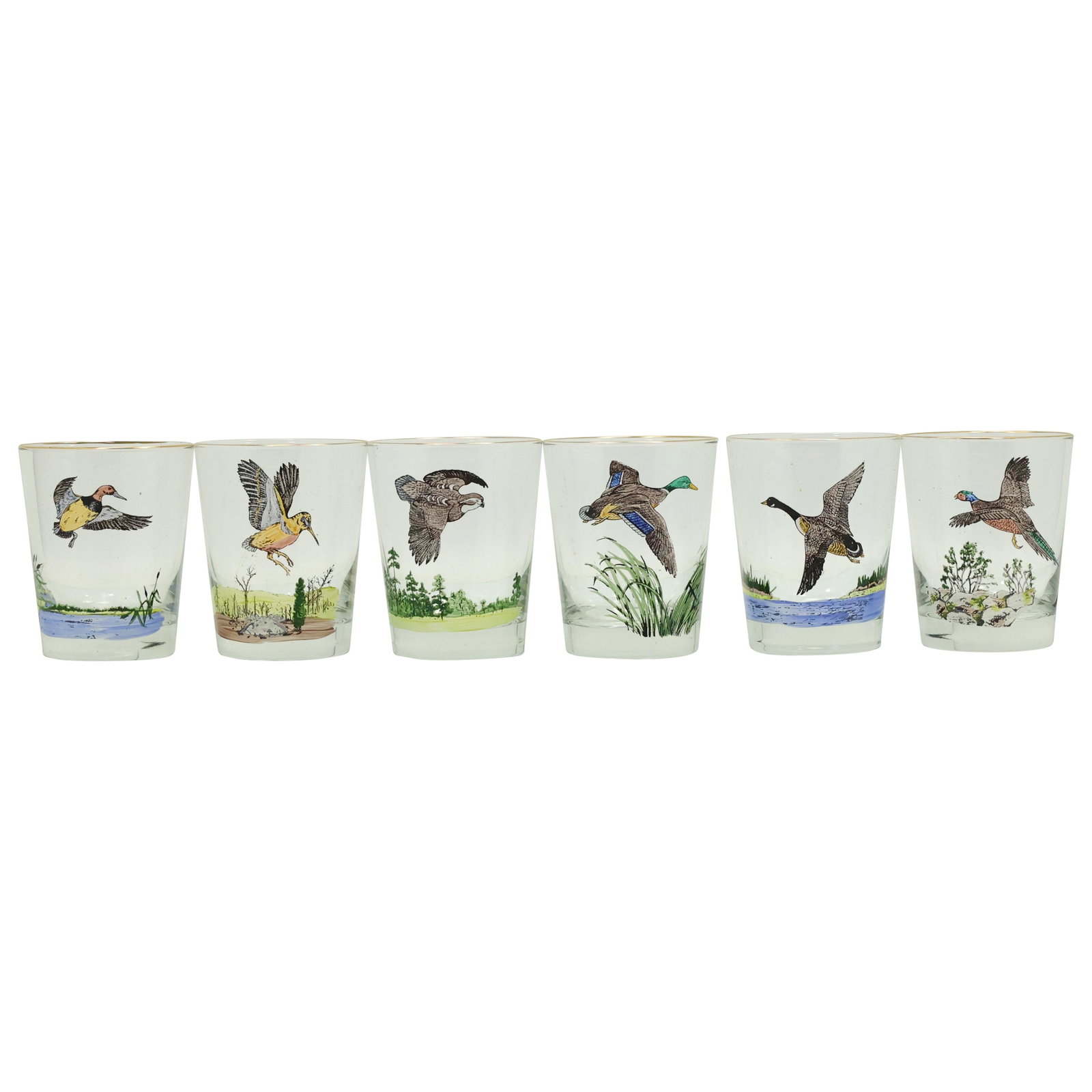 [6] Wild Game Birds Drinking Glasses: [6] Wild Game Birds Drinking Glasses. Size: 4.5h x 3.5 w in