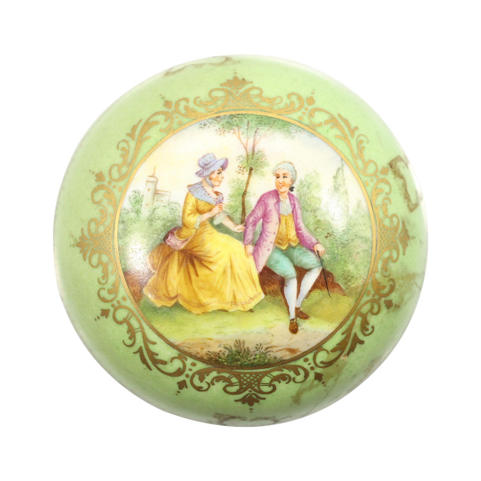 19th C. MEISSEN Porcelain Round Covered Dresser Box (1 of 11)