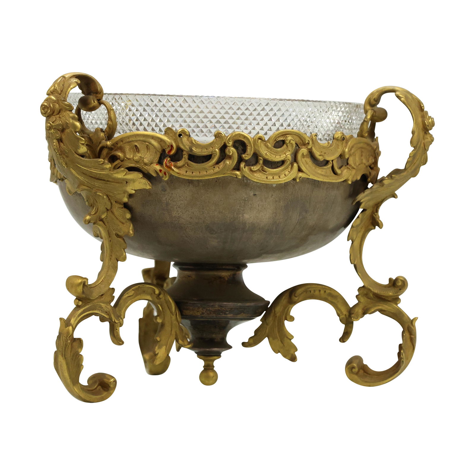 Signed LIBBEY Cut Glass Bowl in French Bronze Holder (1 of 19)