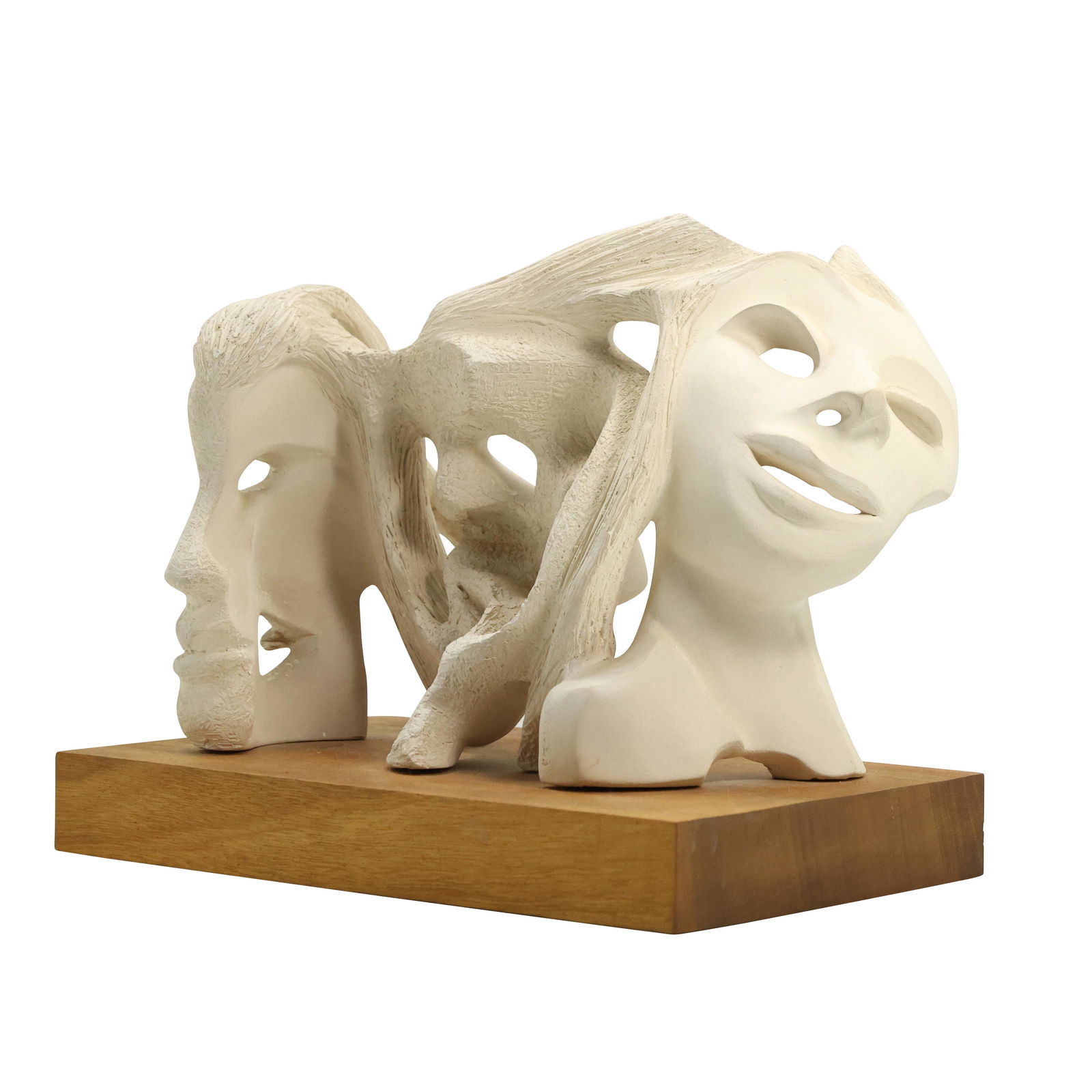Mid-Century Modern Three Faces Sculpture Signed (1 of 14)