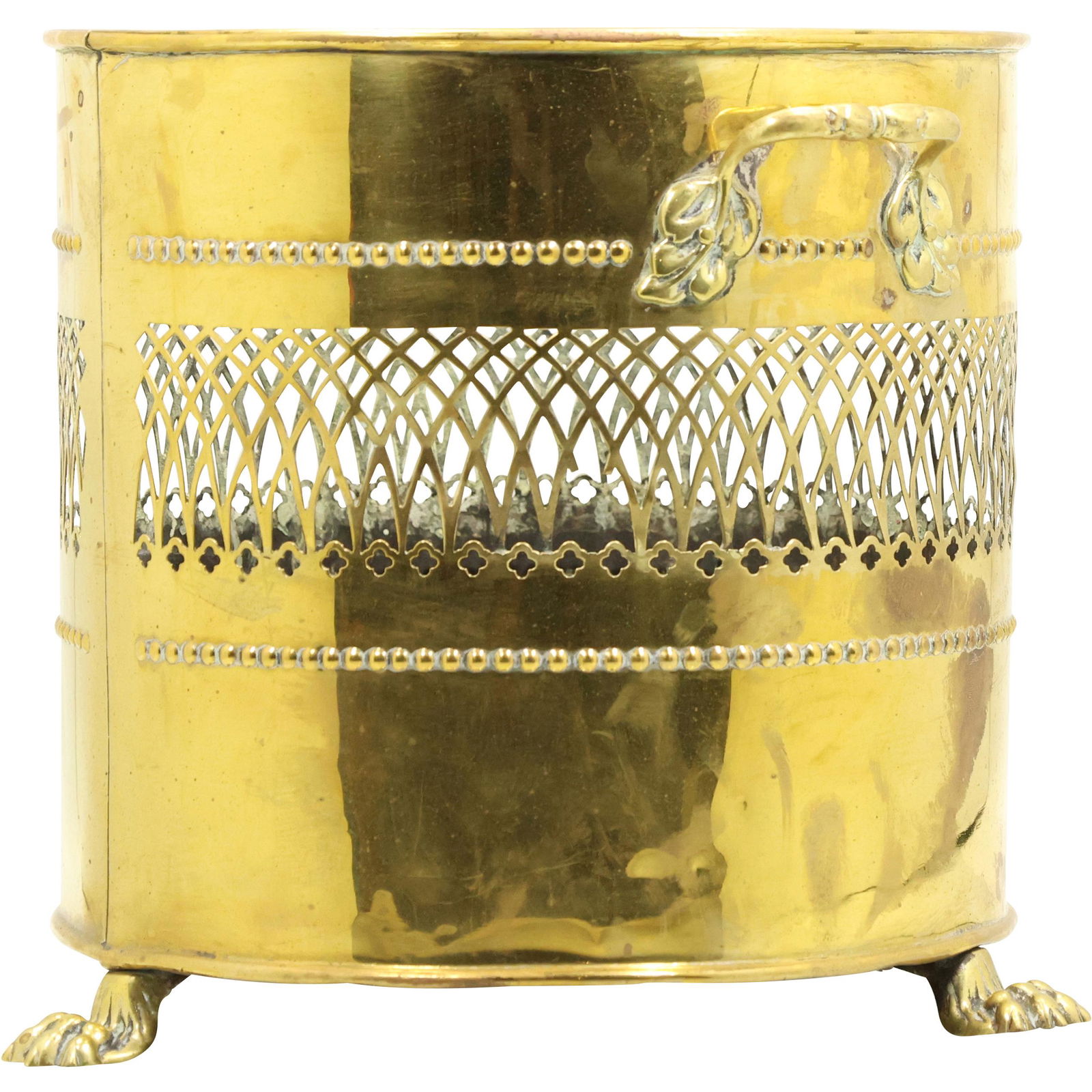 Round Brass Clawfoot Fireplace Firestarter Twigs Holder (1 of 12)