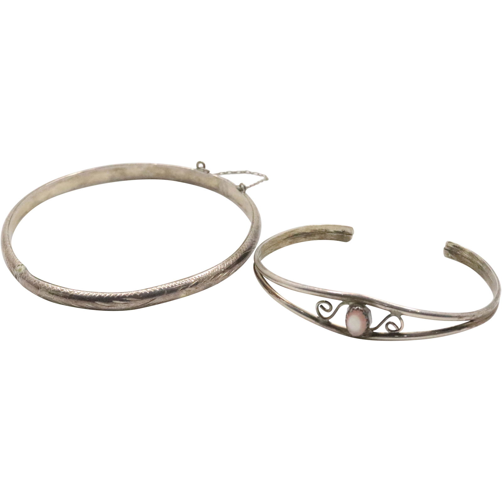 [2] .925 Sterling Bracelets , Cuff has Mother of Pearl (1 of 6)