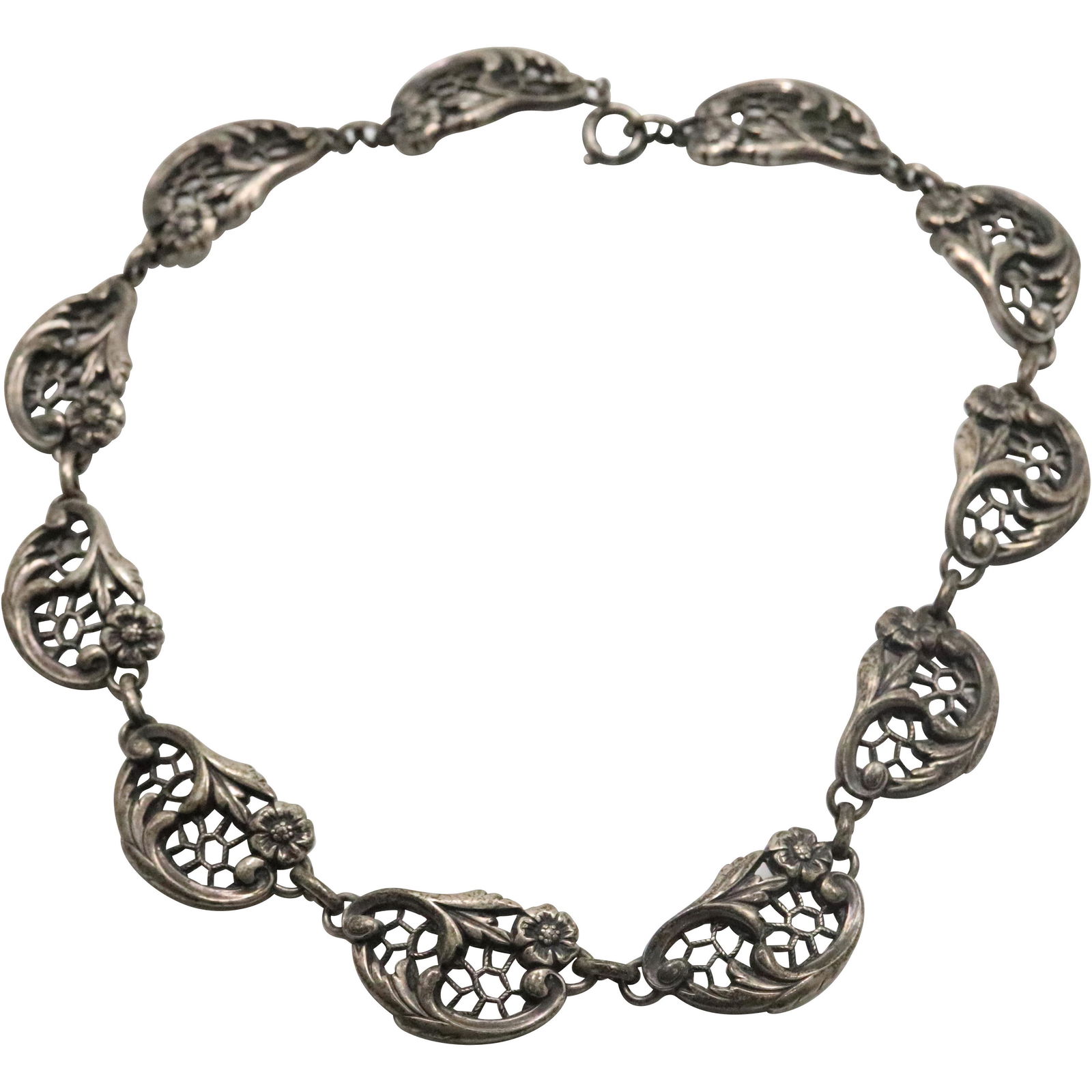 Danecraft Sterling Silver Artsy Flower Links Necklace (1 of 5)