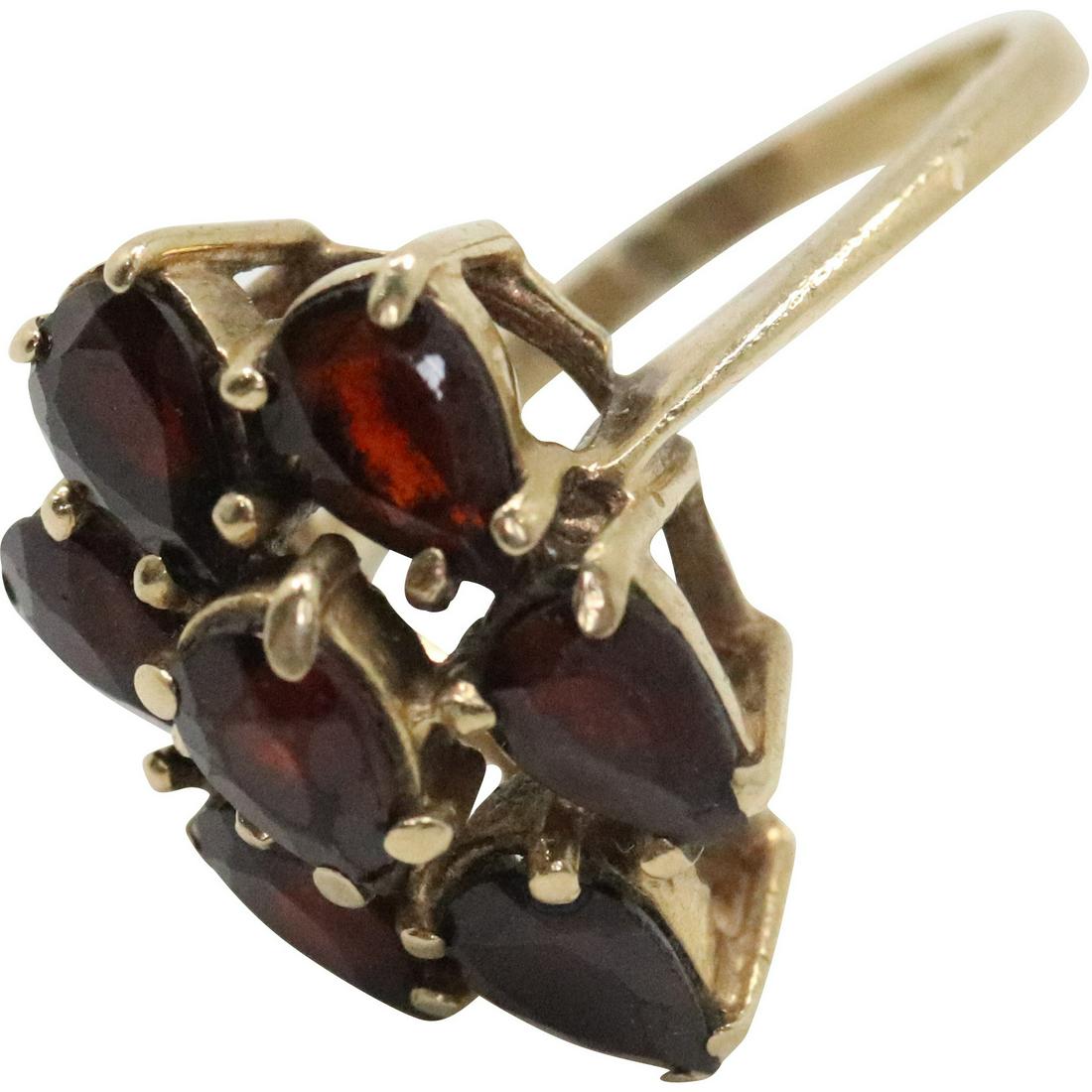 10K Yellow Gold Cocktail Evening Ring with Garnets (1 of 4)