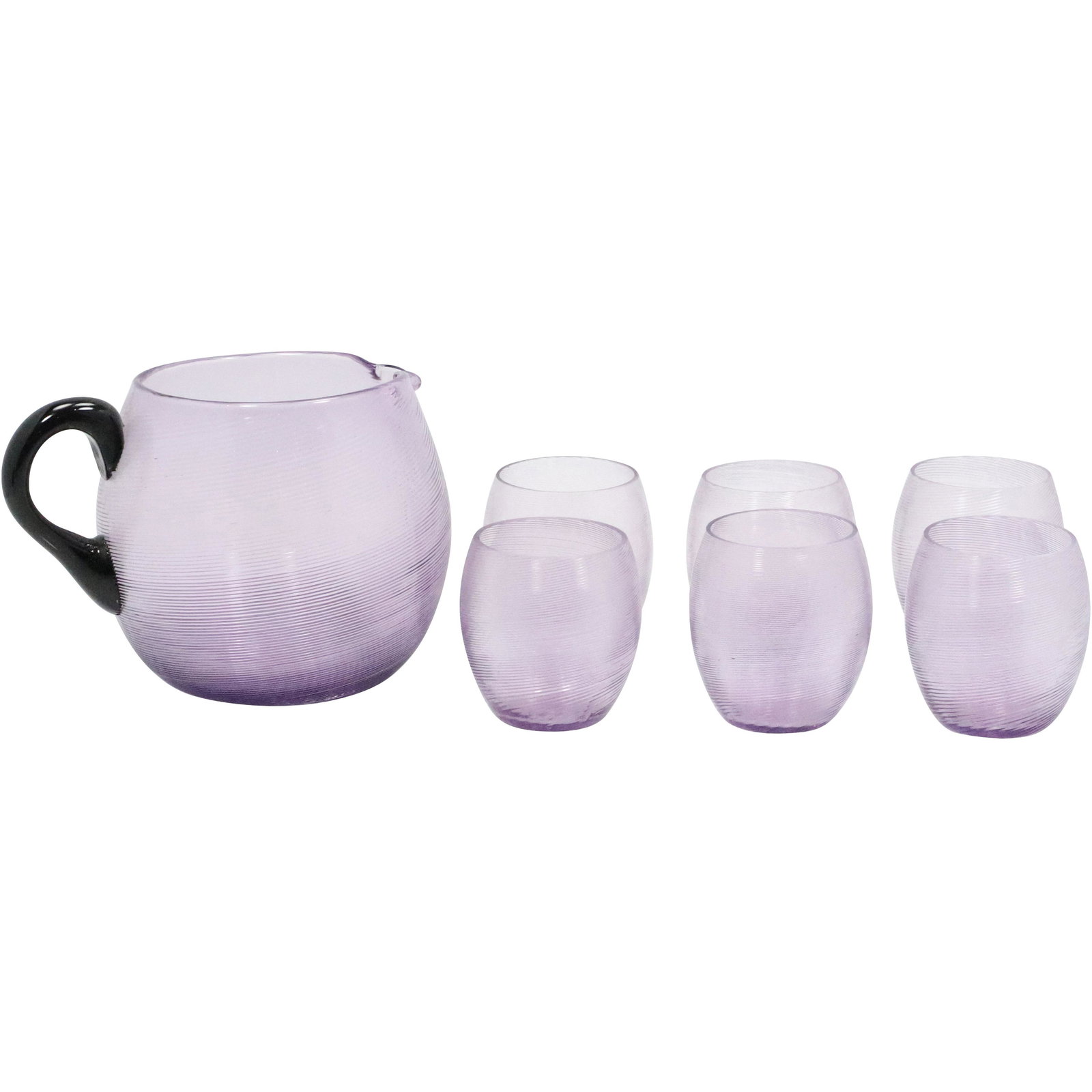 Mid-Century Modern 7 pc Amethyst Glass Lemonade Set (1 of 15)