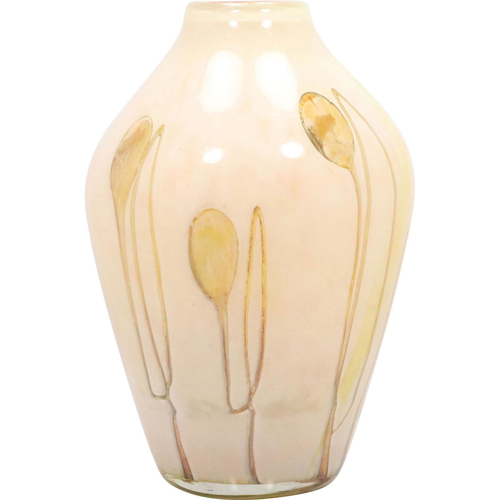 Artist Signed Studio Art Glass Vase Beige Color (1 of 9)