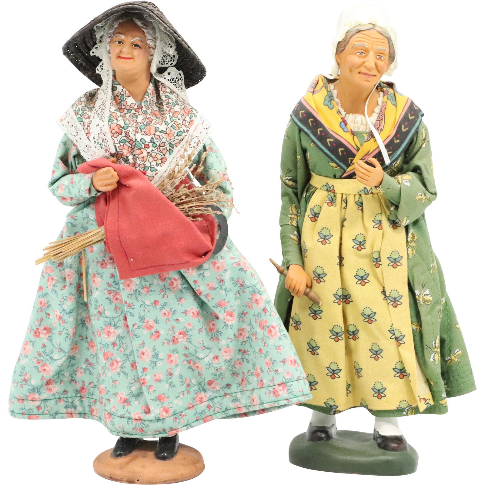 2 Women Terra Cotta Figures: S Jouglas, Santon's D'Art (1 of 13)