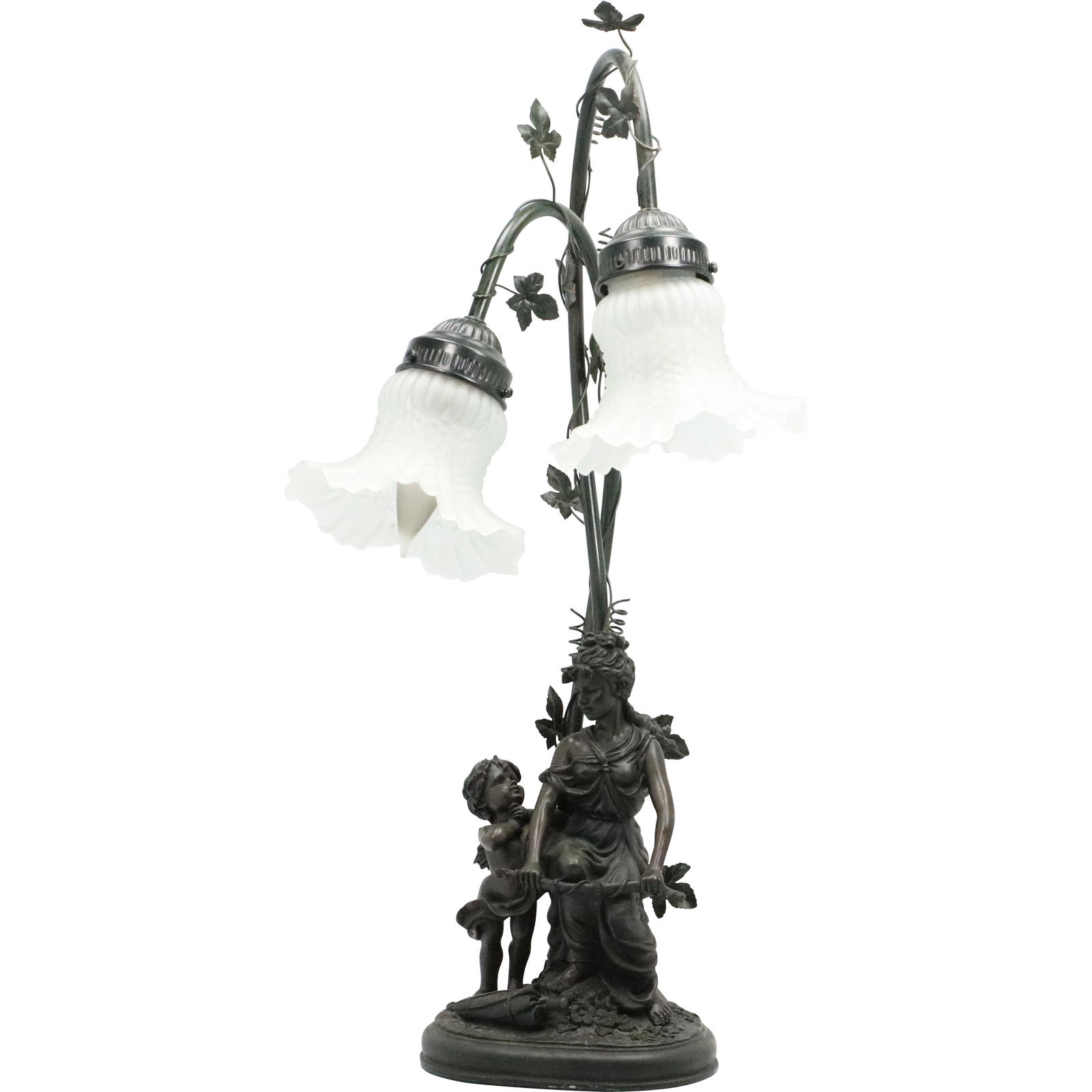 Mother and Child Figures Decorator Lamp 2 Glass Shades (1 of 13)
