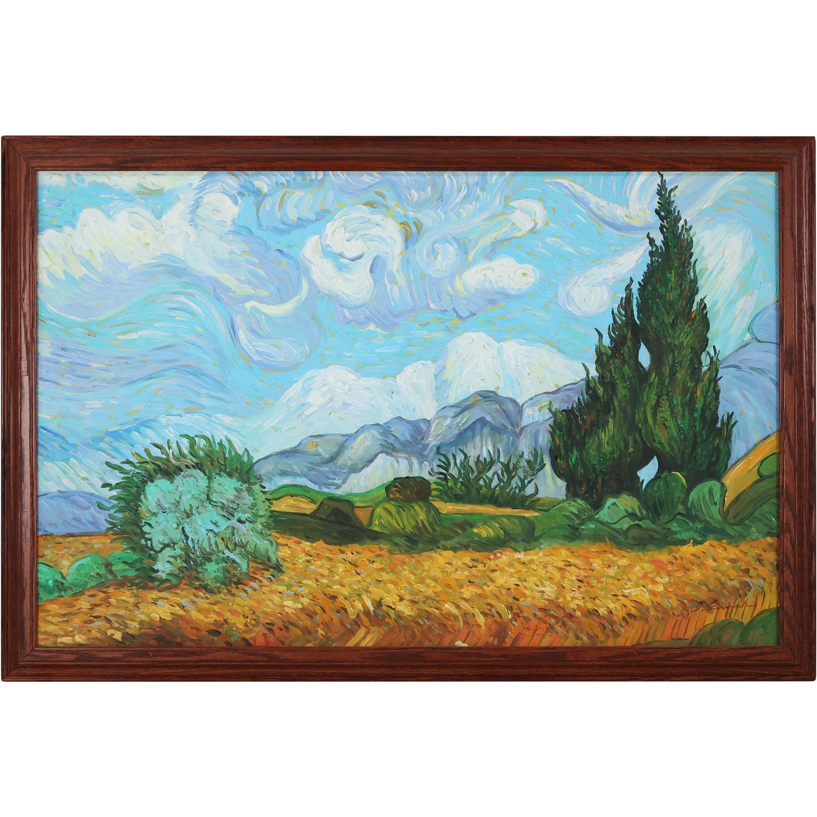 J Garnoch after Vincent Van Gogh Landscape Oil Painting (1 of 14)