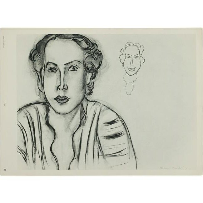 Henri Matisse Lithograph Woman Portrait with Sketch: Henri Matisse Lithograph Woman Portrait with Sketch. size: 11 x 15 paper