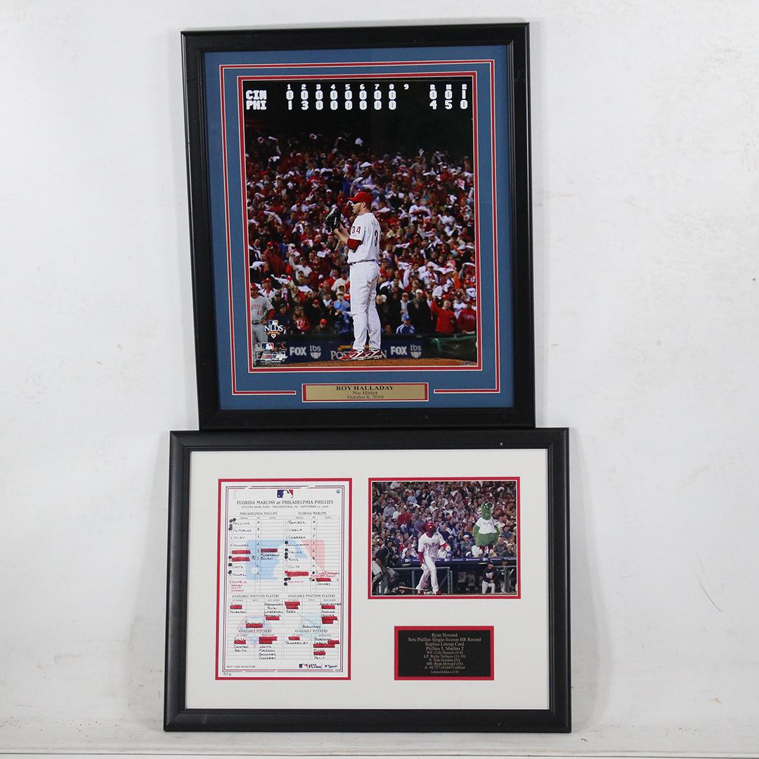 [2] Framed Baseball: Roy Halladay & Ryan Howard: [2] Framed Baseball: Roy Halladay & Ryan Howard. Size: 19.5x26.5 in outside frame, roy 26x22 in outside frame
