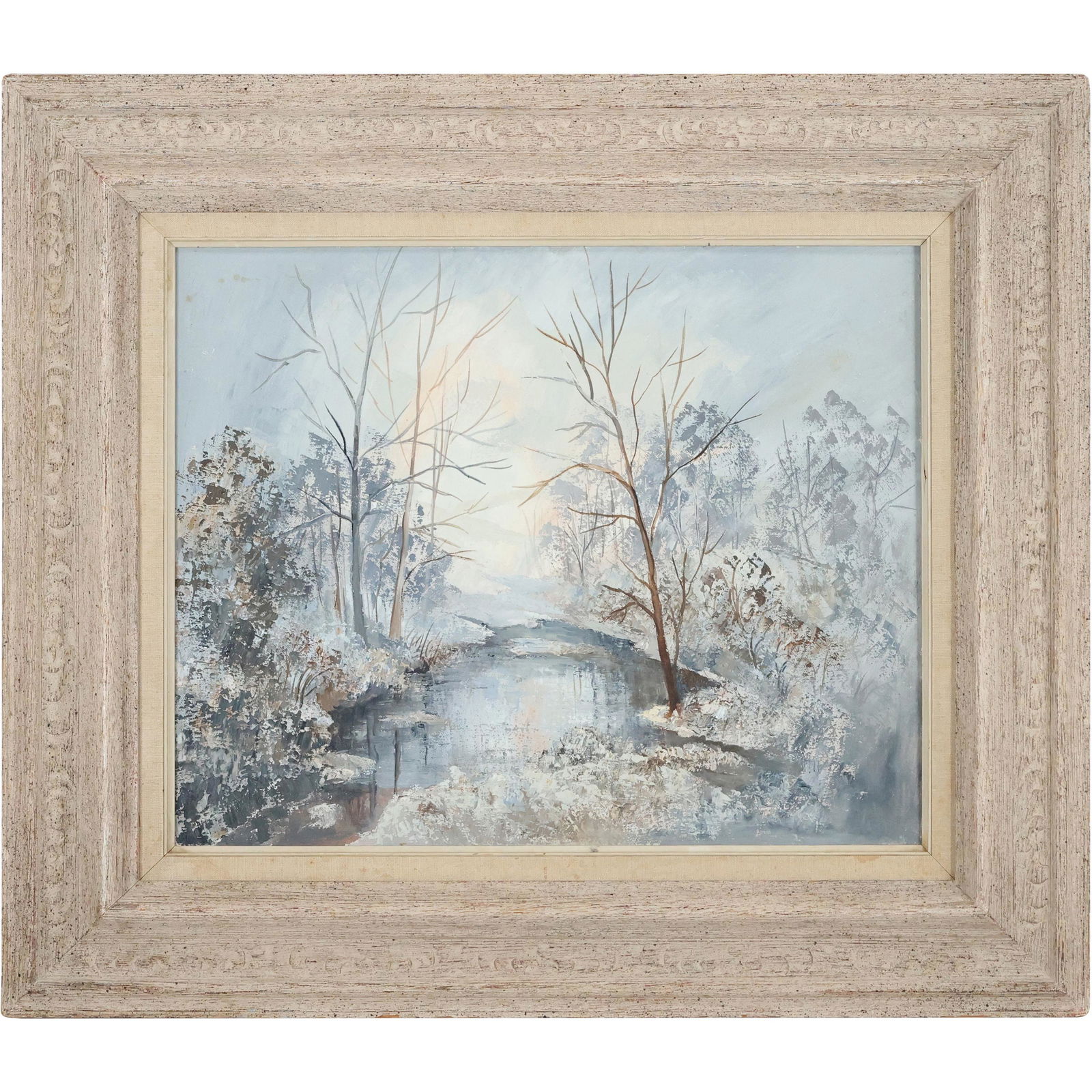 Impressionist Spring Thaw Winter Stream Oil Painting (1 of 12)