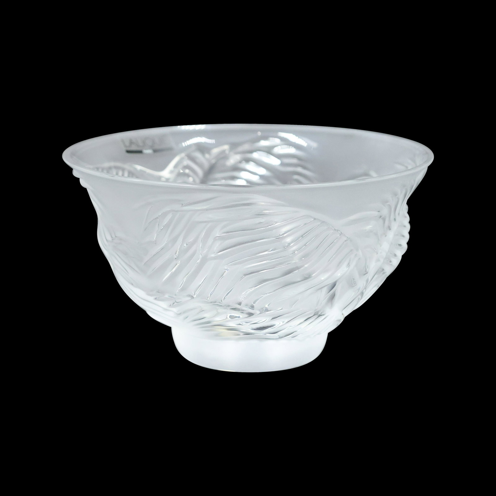 LALIQUE France Glass Bowl with Leaves Pattern (1 of 6)