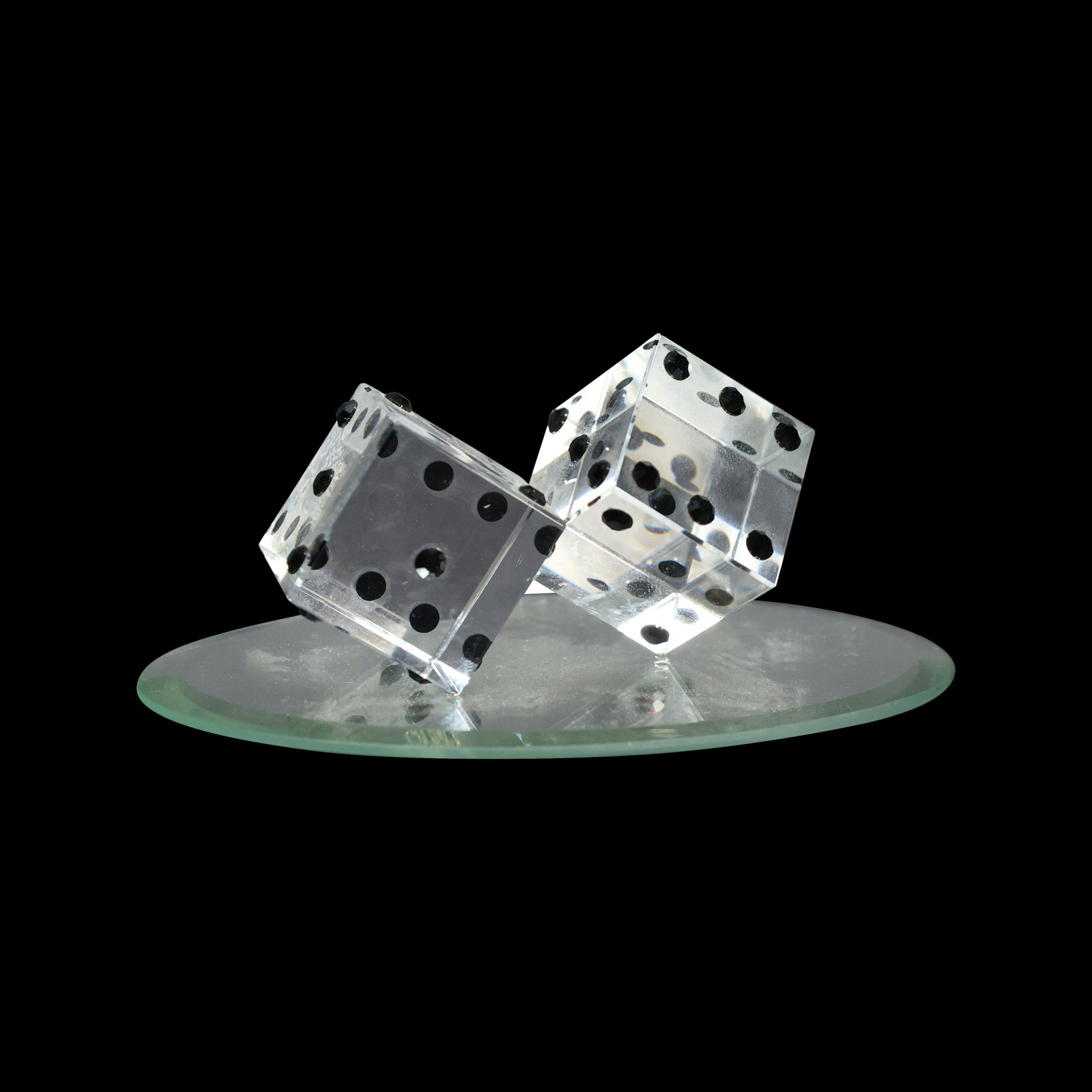 Modern Design Sculpture of "Dice" on Mirror Base: Modern Design Sculpture of "Dice" on Mirror Base. size: 2.5 x 5