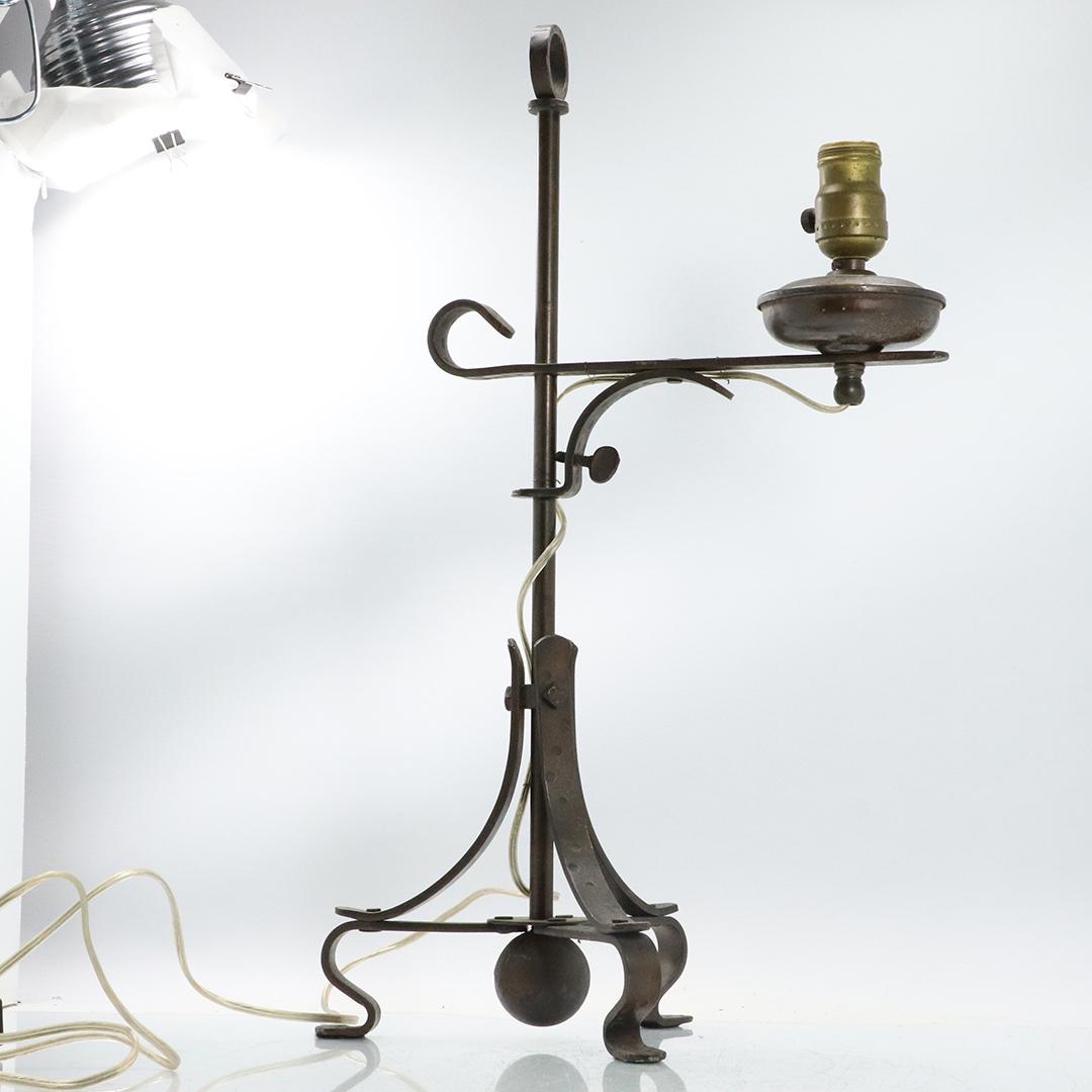 Circa 1930s Wrought Iron Adjustable Table Lamp (1 of 9)