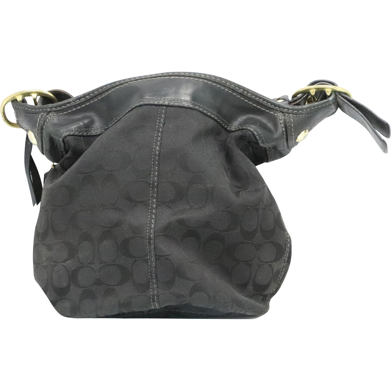 COACH Black Signature Hobo Hand Bag: COACH Black Signature Hobo Hand Bag. Size: range 11 23 h 11w