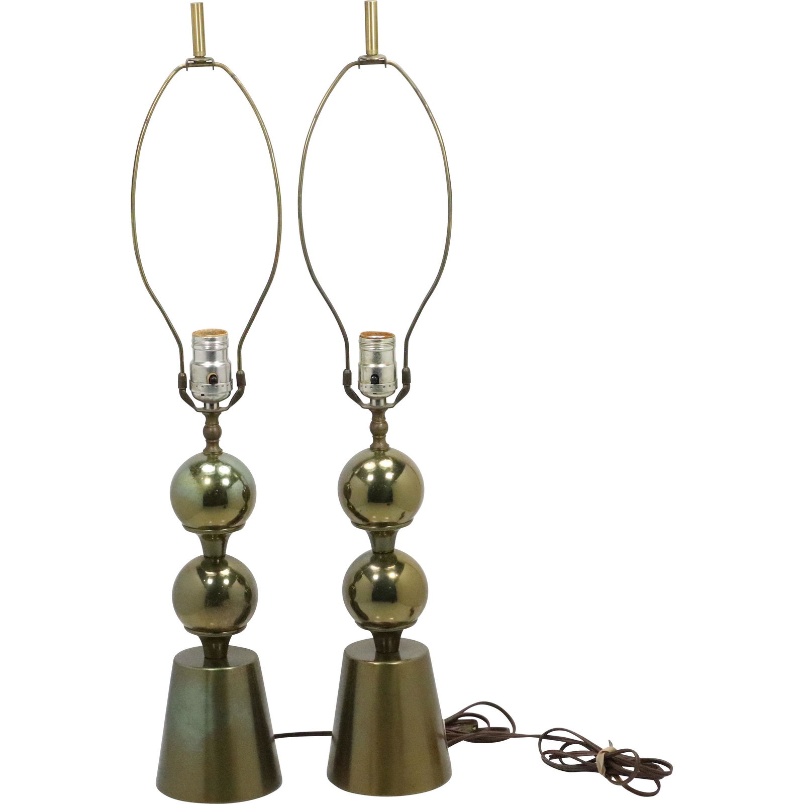 [2] Brass Mid-Century Modern "Stacked Ball" Table Lamps (1 of 8)