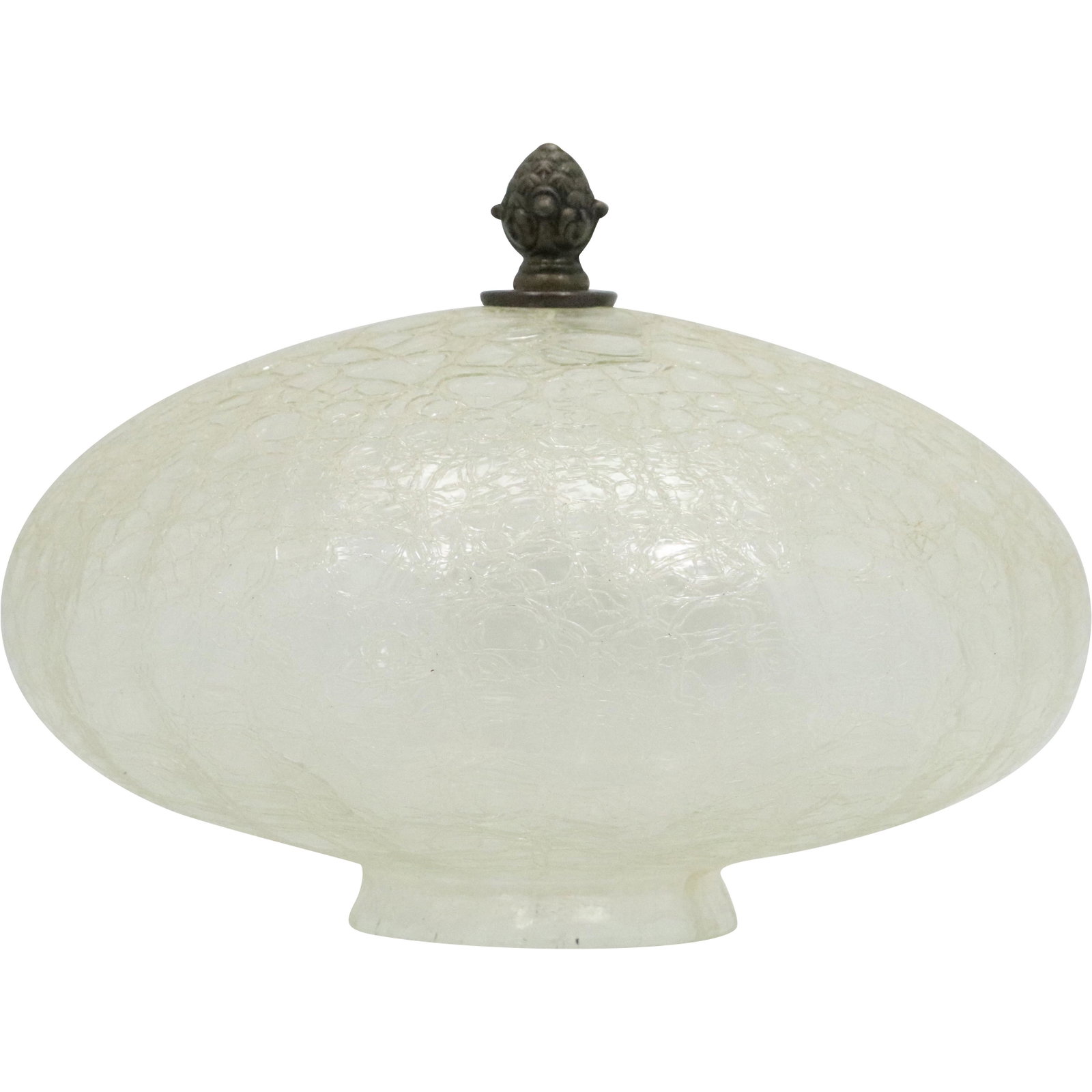 Mid-Century Crackled Glass Shade for Hanging Fixture: Mid-Century Crackled Glass Shade for Hanging Fixture. Size: 8h 10w; fitter size: