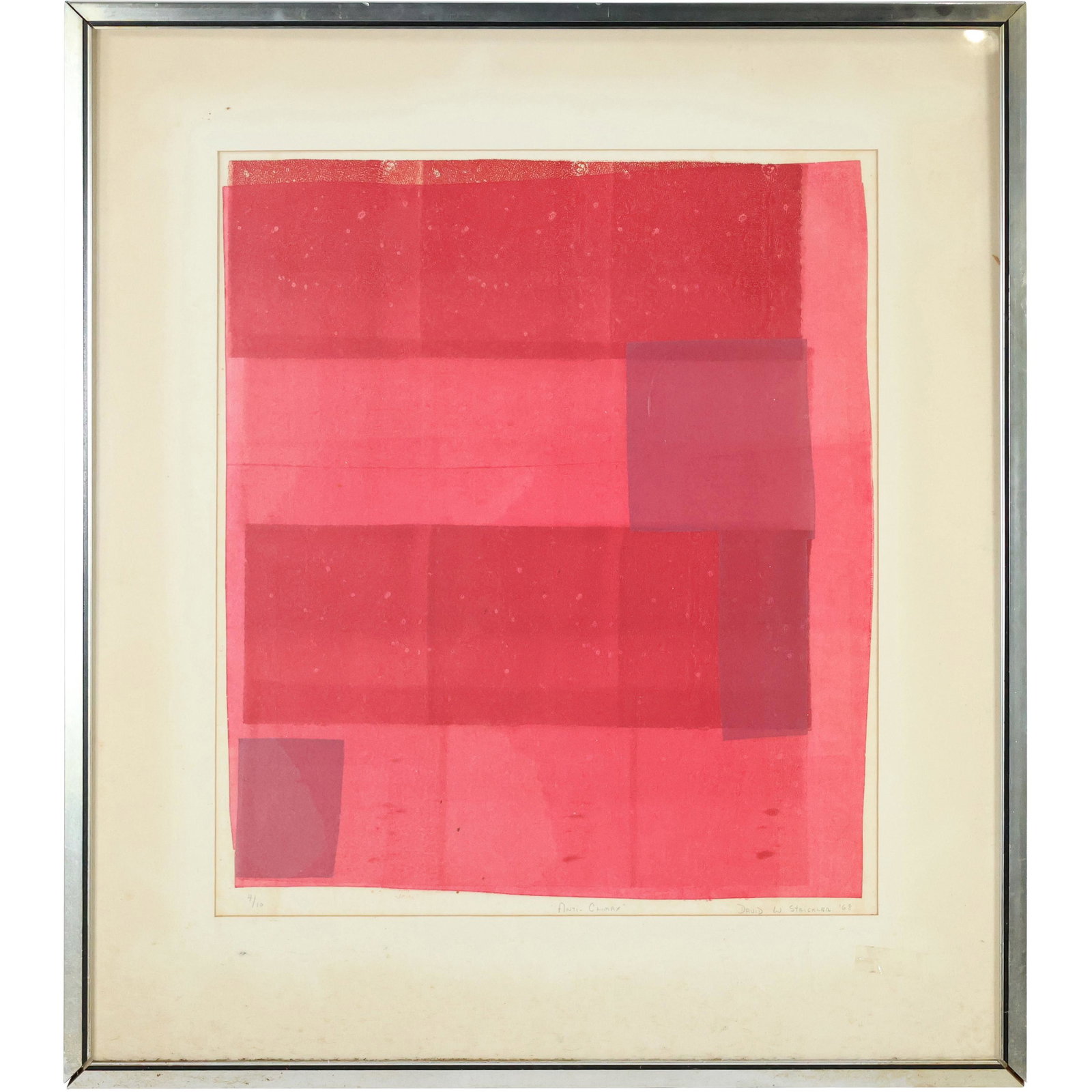 David W Strickler 1968 Red Mid-Century Lithograph #4/10 (1 of 11)