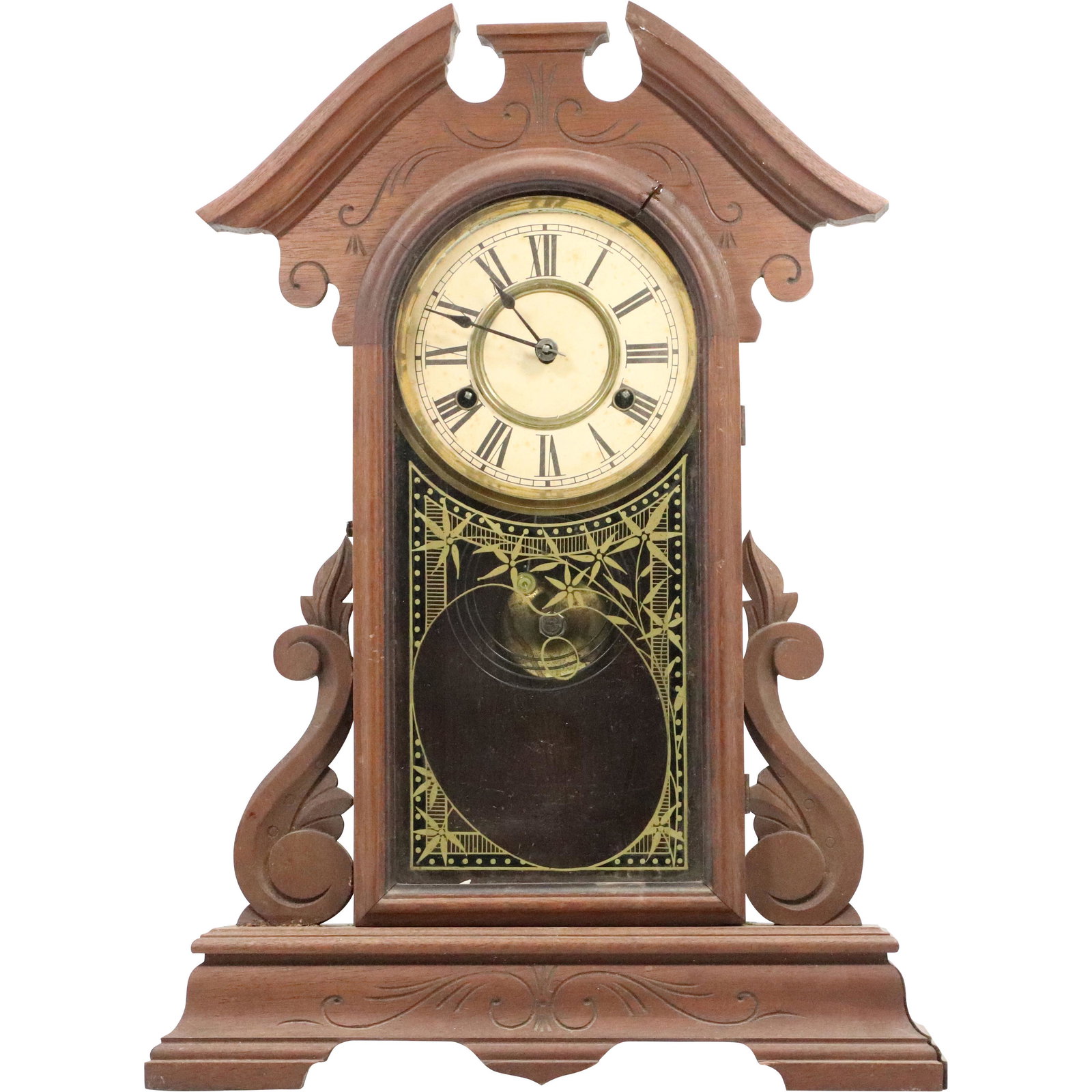 Walnut Victorian Kitchen Clock Original Pendulum (1 of 12)