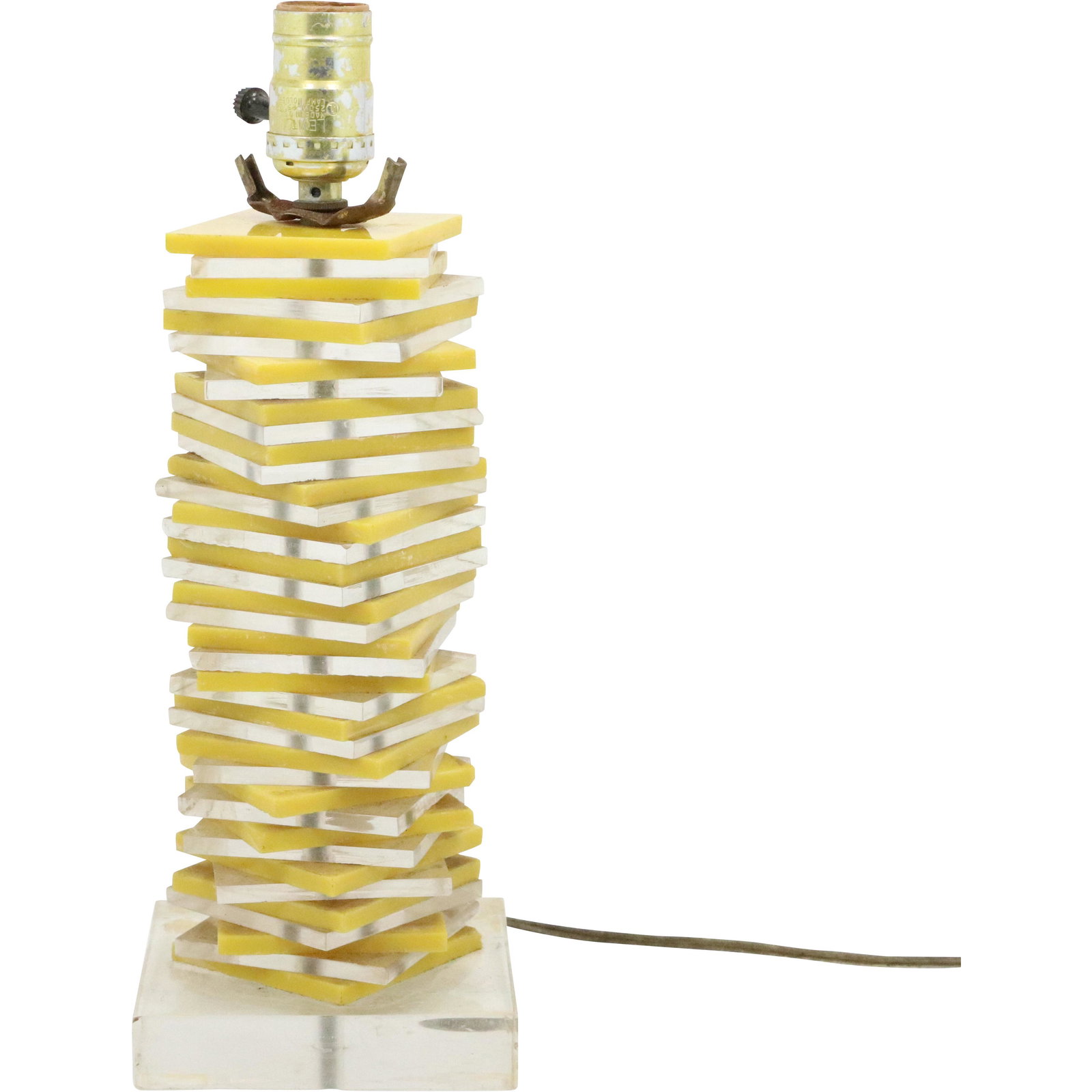 Mid-Century Modern Yellow & Clear Lucite Stackable Lamp (1 of 7)