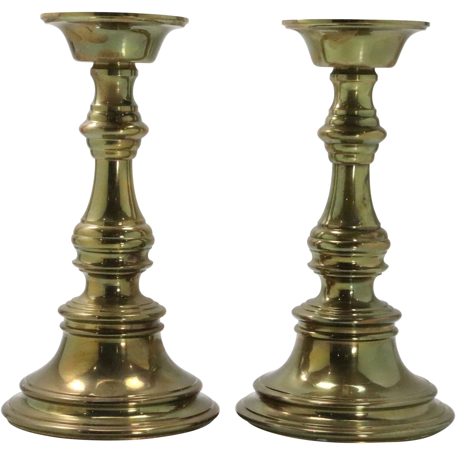 Pair Formal Regency Style Brass Candle Holders (1 of 9)
