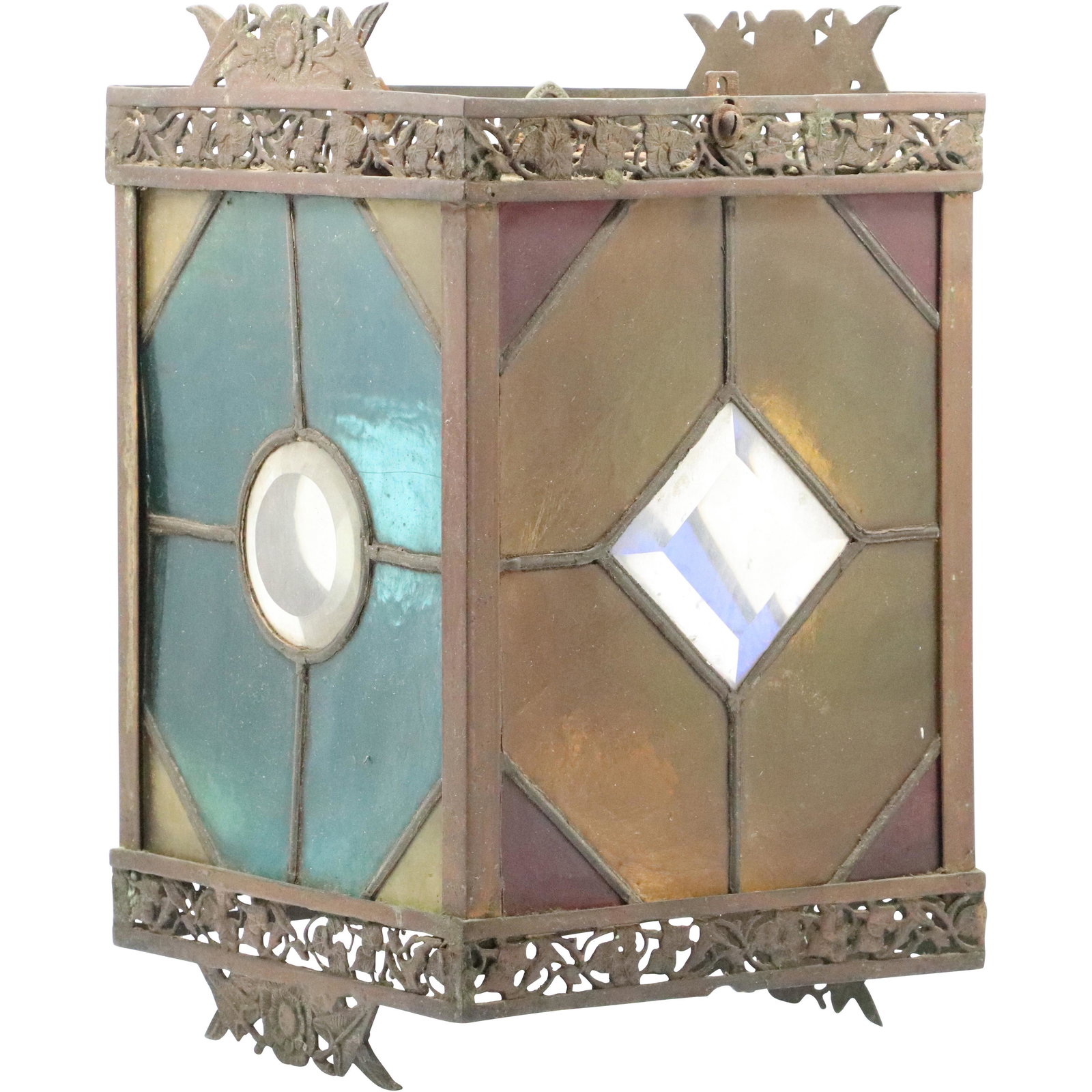 Antique Stain Glass Leaded Glass Hall Fixture (1 of 7)